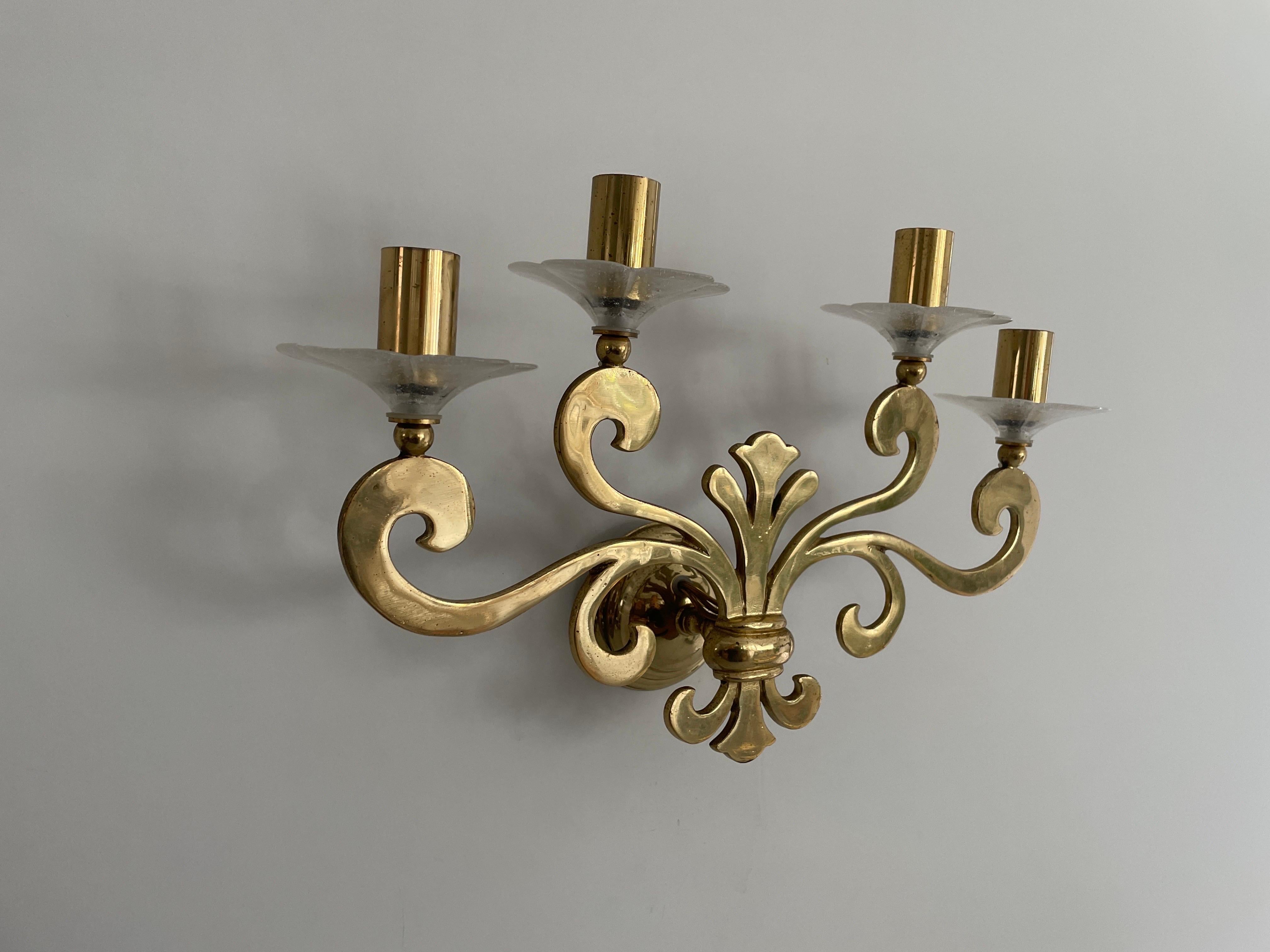 Allemand Exclusive Brass 4-armed Single Sconce by Hans Möller, 1960s, Germany en vente
