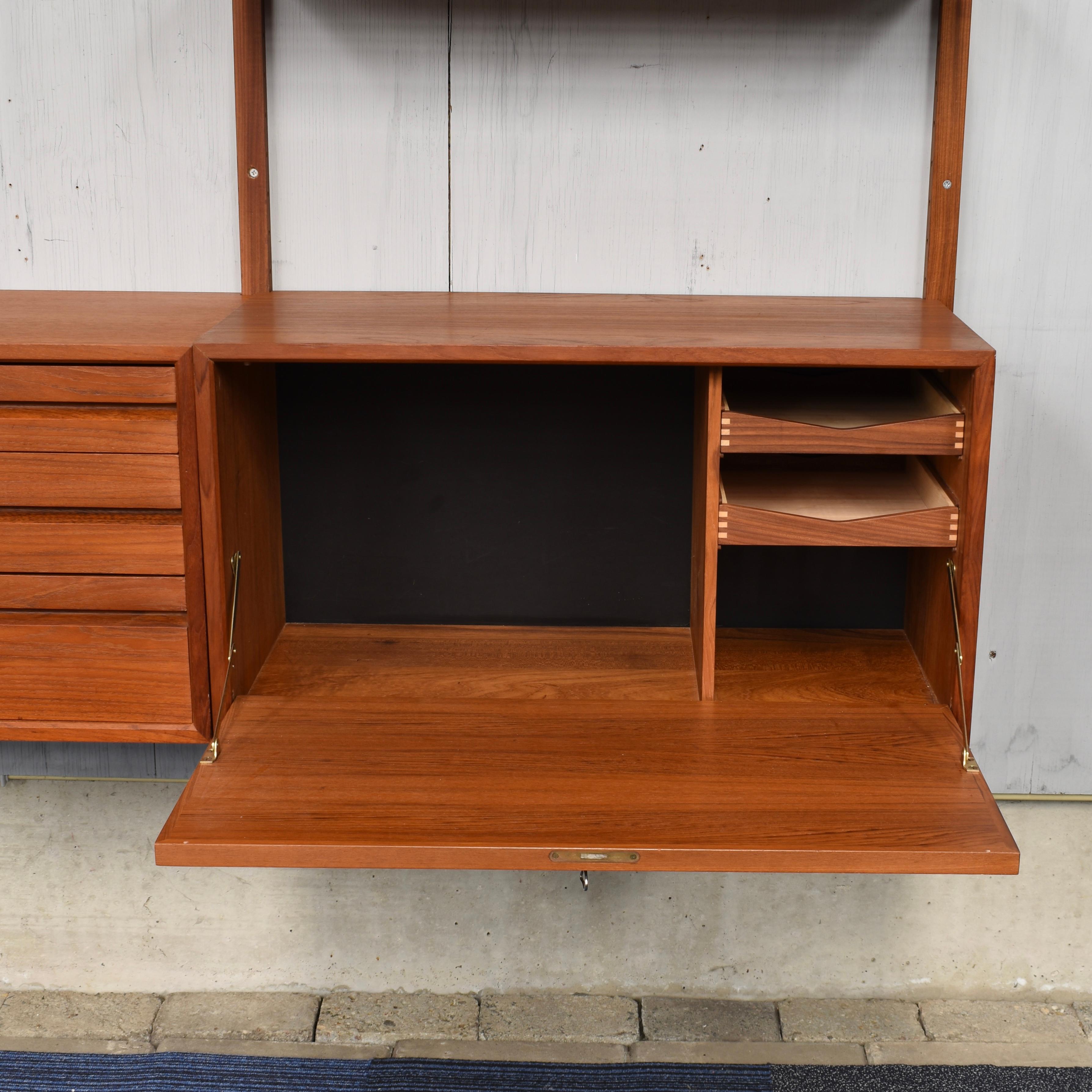 Exclusive Brass and Teak Royal Series Wall Unit by Poul Cadovius, Denmark, 1950 4