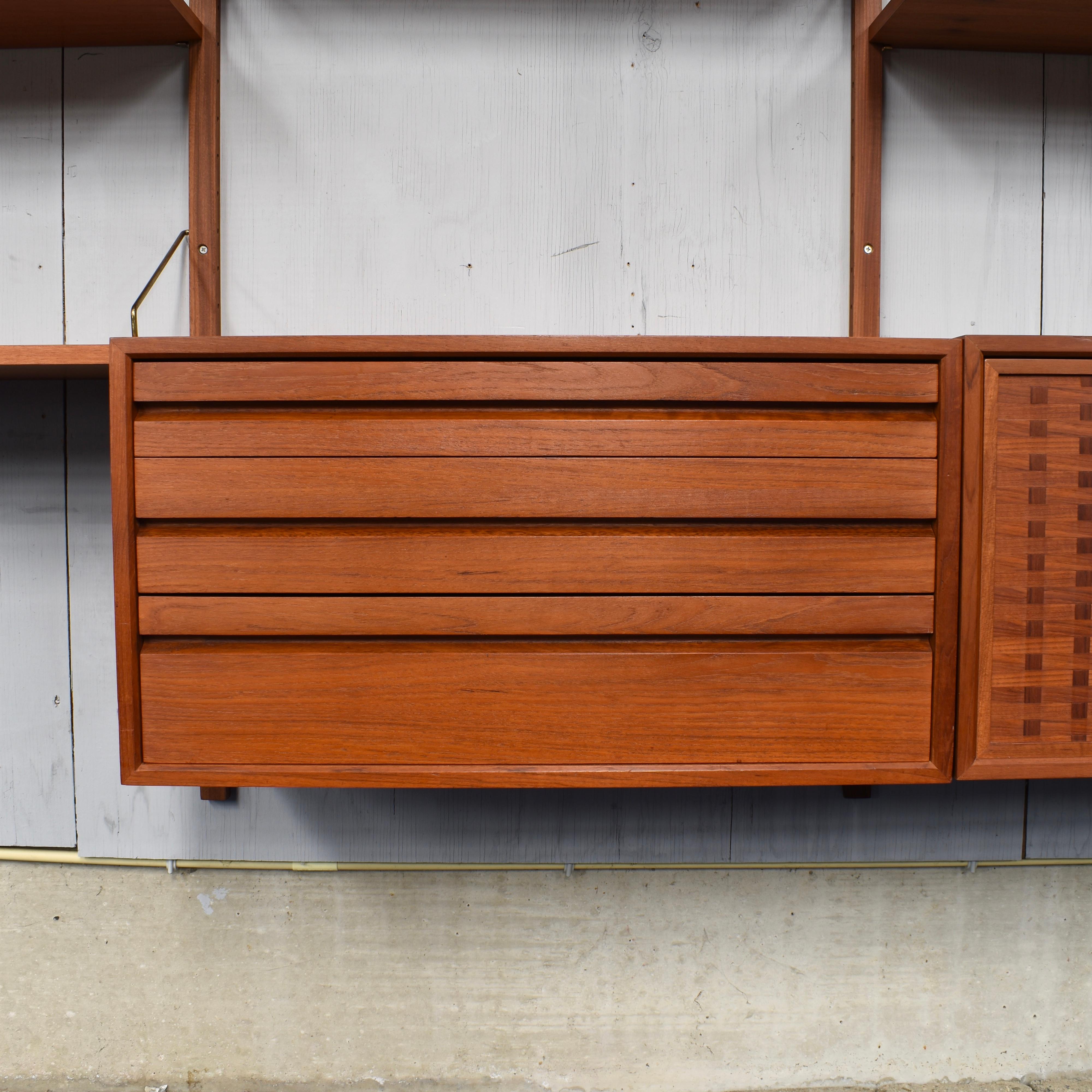 Exclusive Brass and Teak Royal Series Wall Unit by Poul Cadovius, Denmark, 1950 6