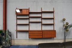 Exclusive Brass and Teak Royal Series Wall Unit by Poul Cadovius, Denmark, 1950