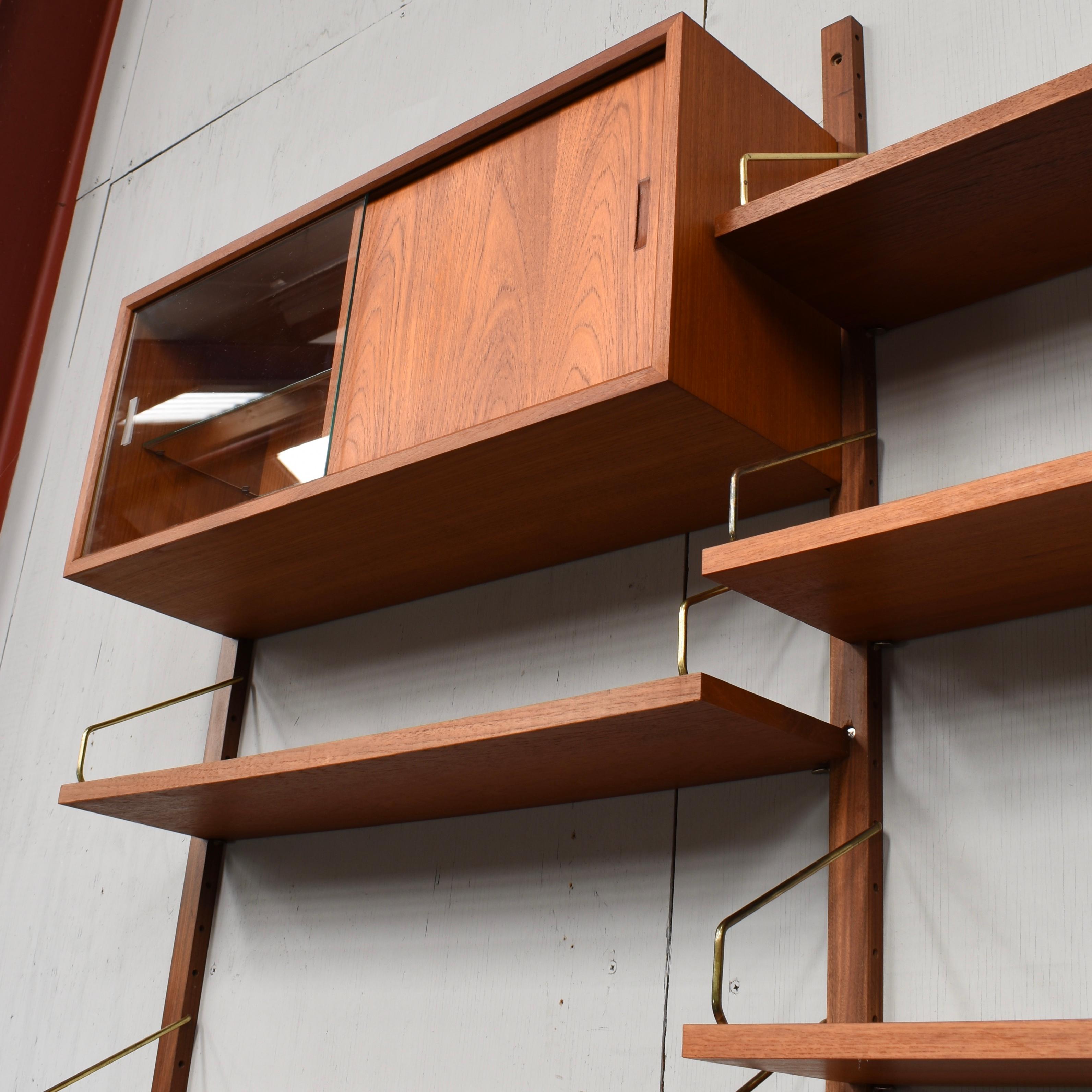 Metal Exclusive Brass and Teak Royal Series Wall Unit by Poul Cadovius, Denmark, 1950