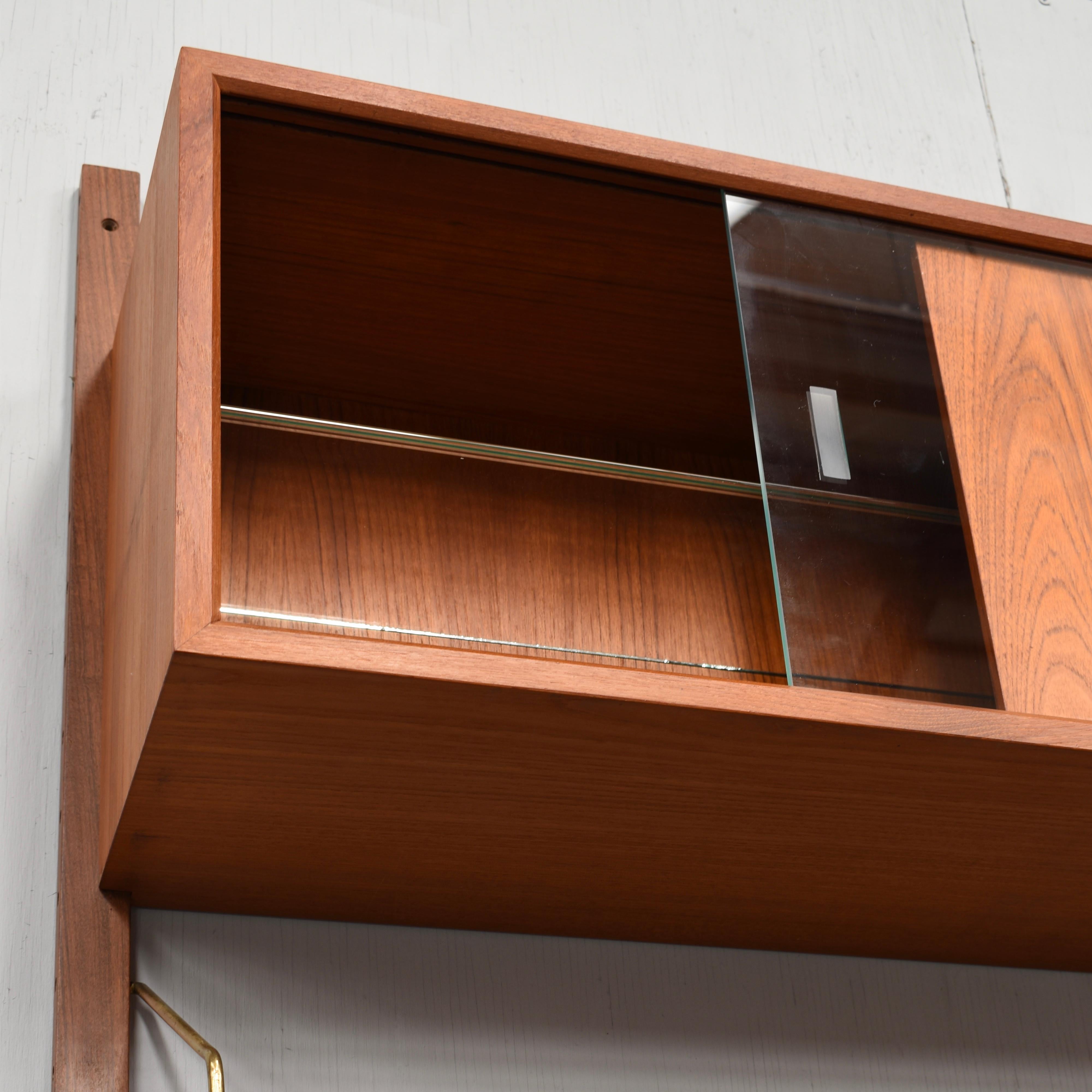 Exclusive Brass and Teak Royal Series Wall Unit by Poul Cadovius, Denmark, 1950 1