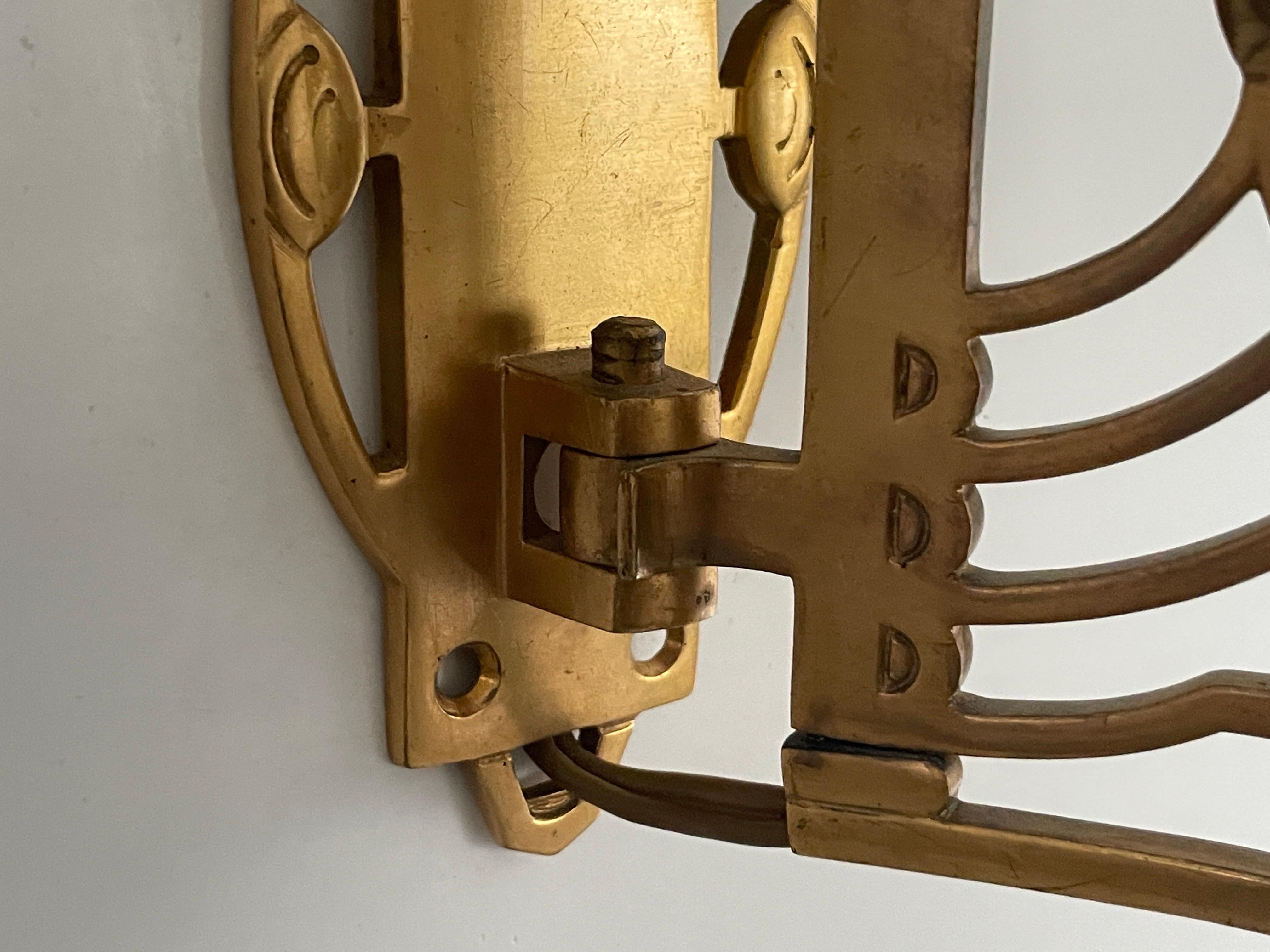 Exclusivo par de apliques Art Nouveau de latón, años 20, Alemania en venta 2