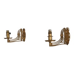 Exclusive Brass Art Nouveau Pair of Wall Lights, 1920s, Germany