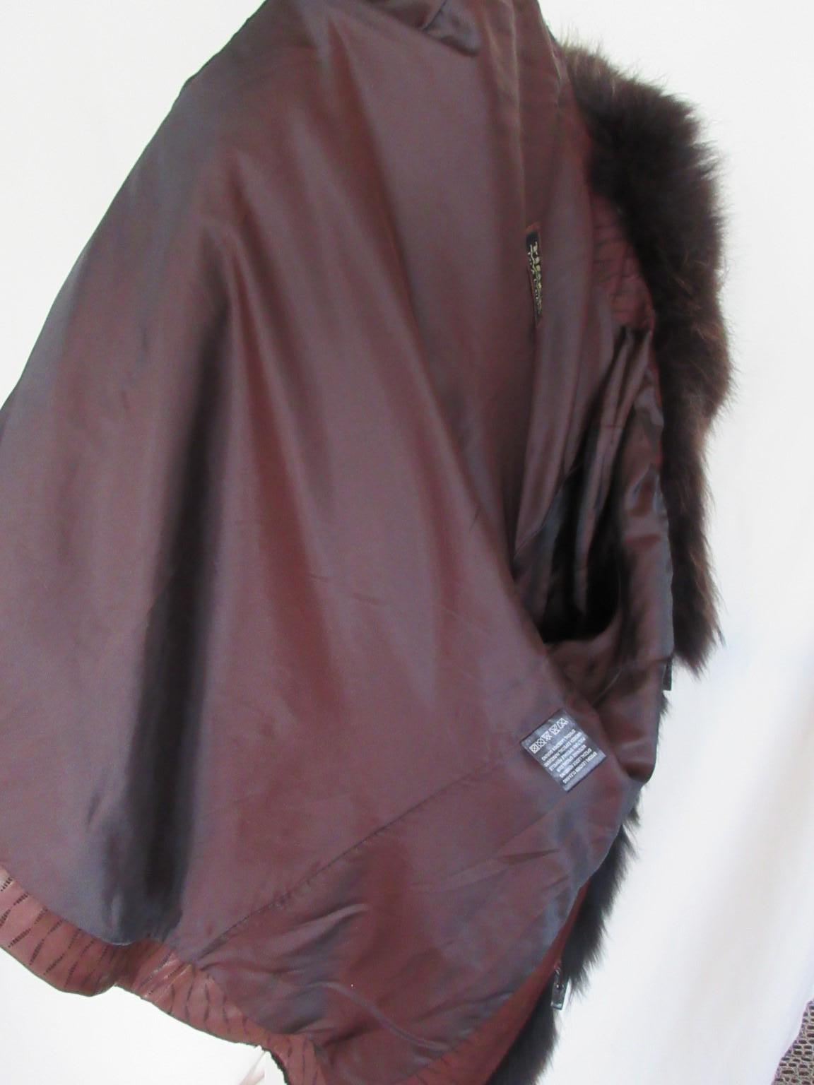 Exclusive Bronze Brown Leather Fox Fur Coat For Sale 1