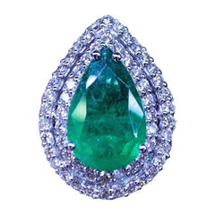 Exclusivo Certificado Ct 6, 74 de Zambia Esmeralda y Diamantes en Anillo