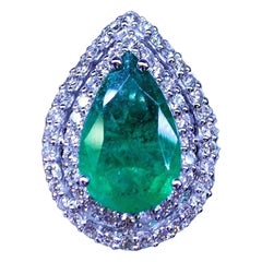 Exclusivo Certificado Ct 6, 74 de Zambia Esmeralda y Diamantes en Anillo