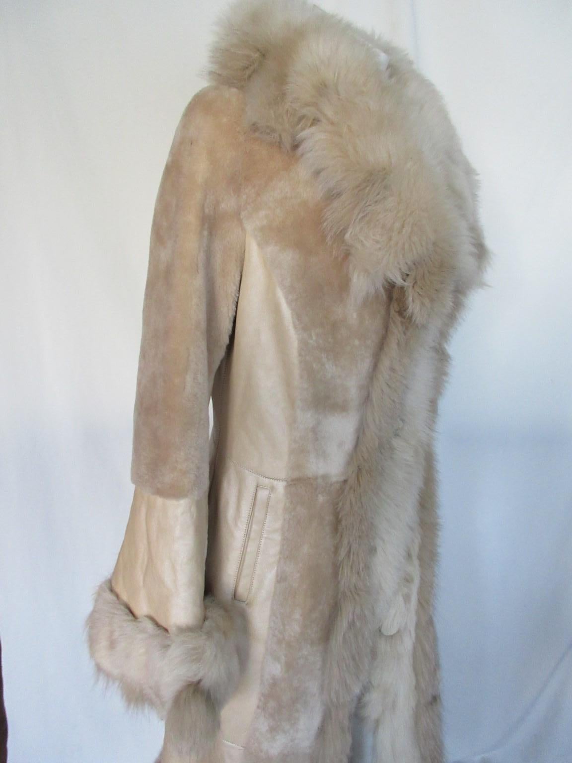 Exclusive Chique Lamb Shearling Fur Long Coat For Sale 7