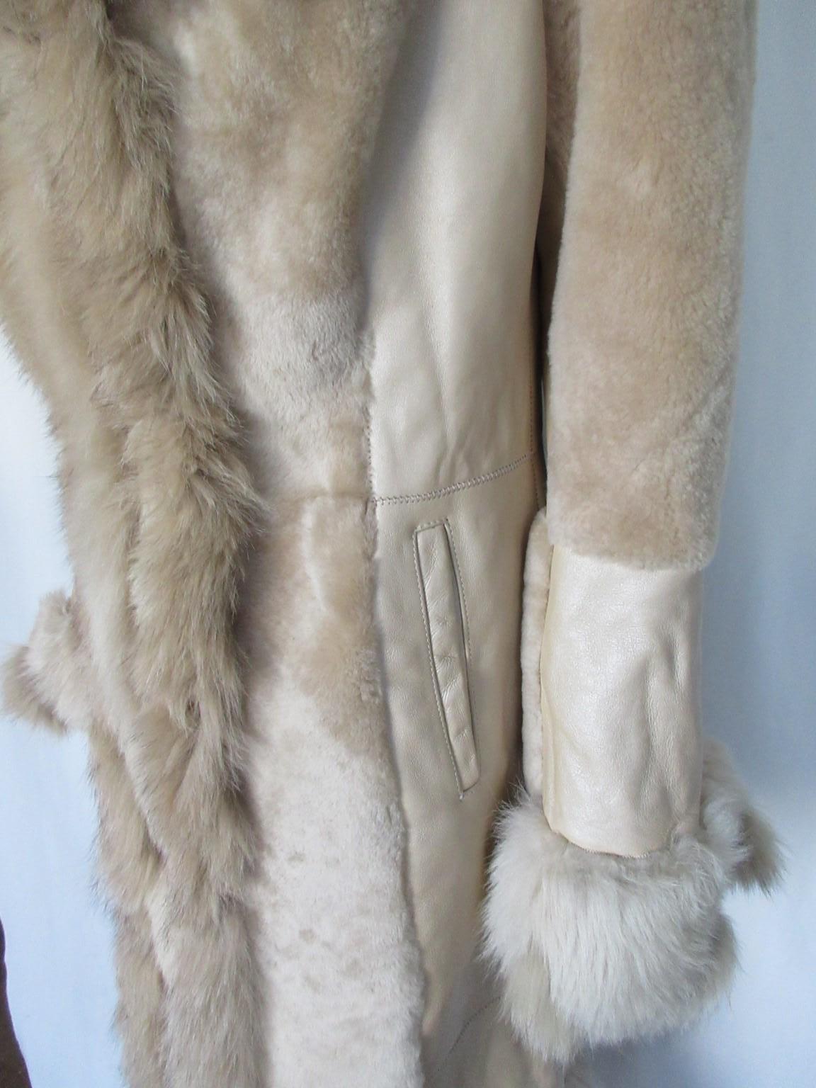 Women's or Men's Exclusive Chique Lamb Shearling Fur Long Coat For Sale