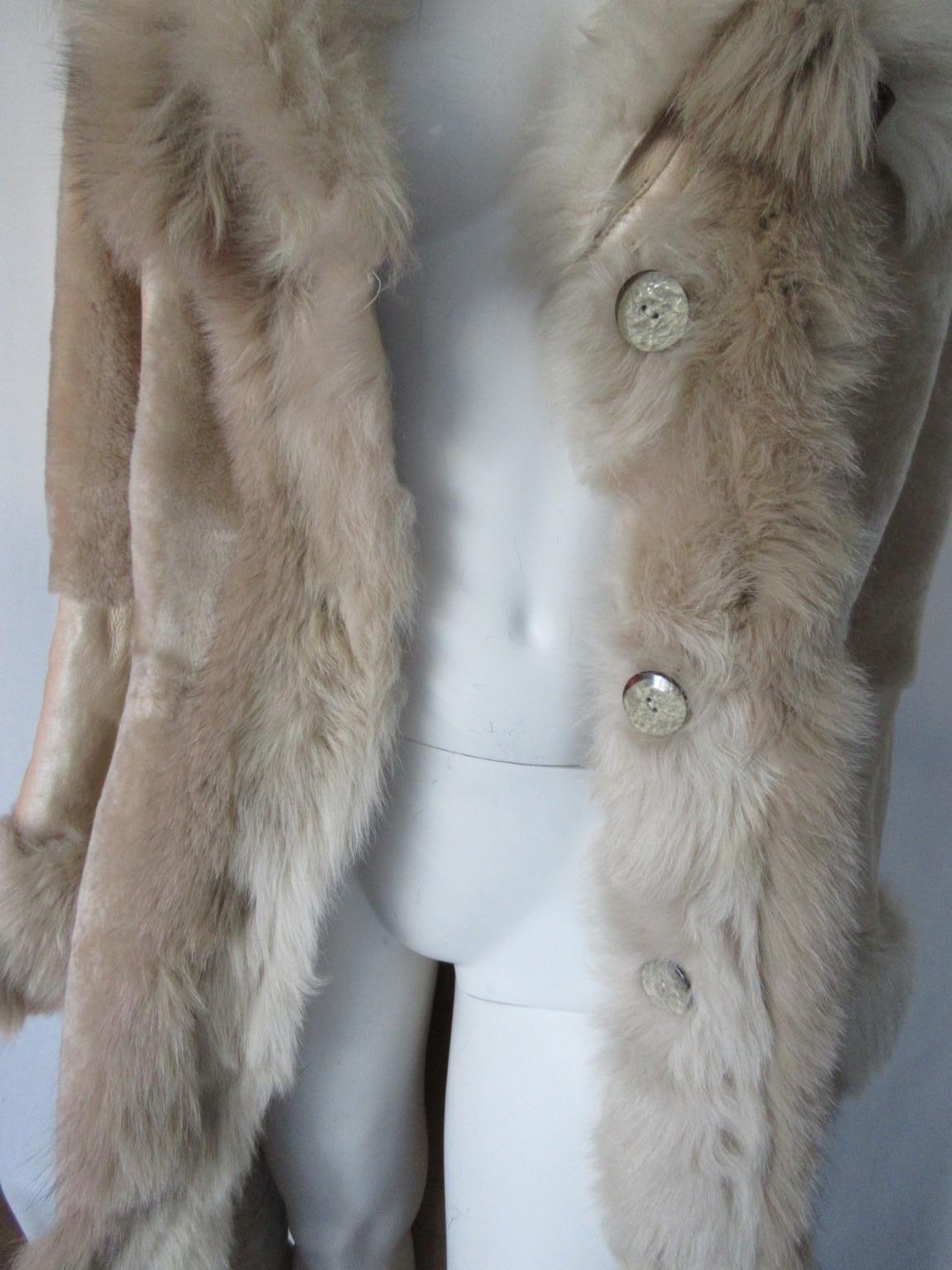 Exclusive Chique Lamb Shearling Fur Long Coat For Sale 5
