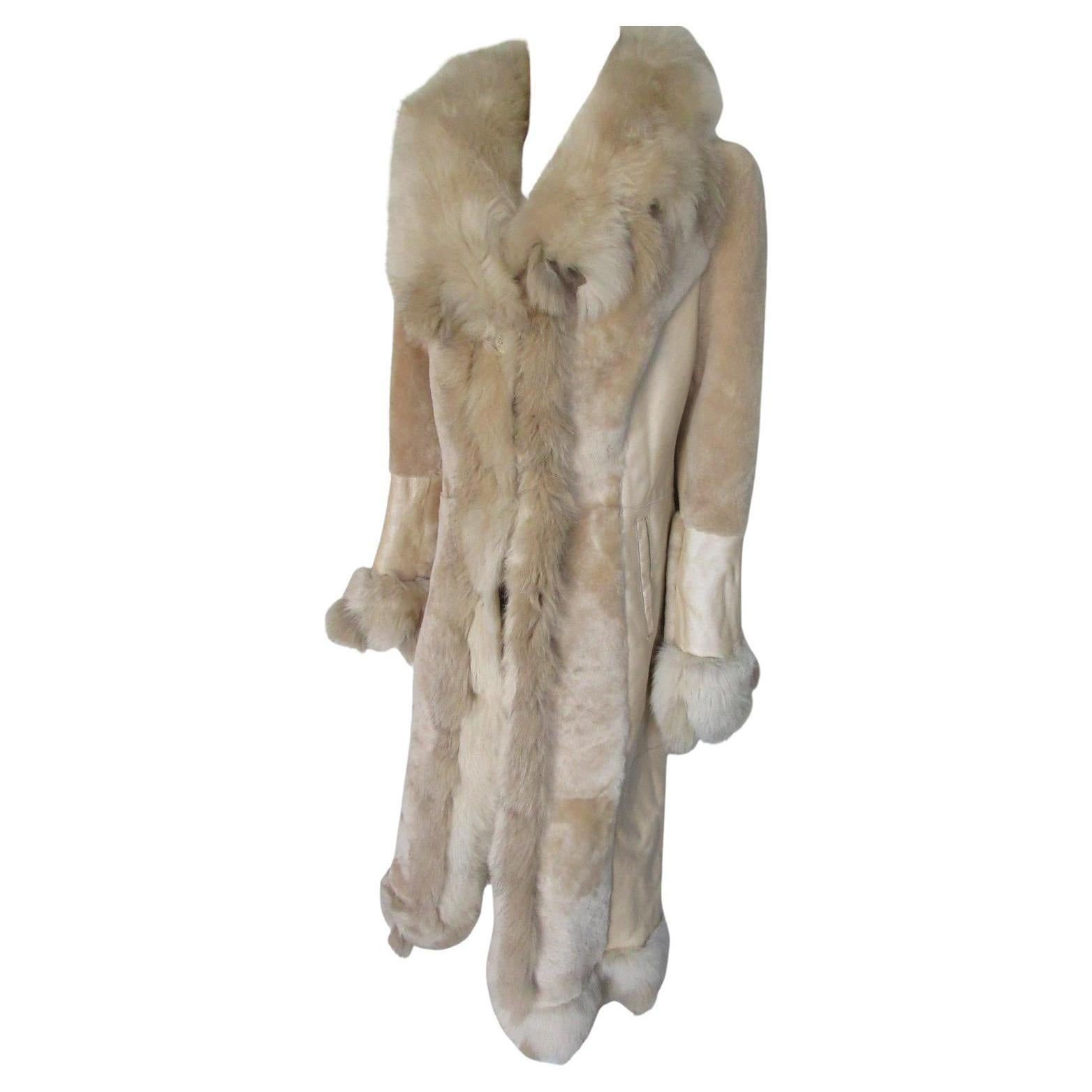 Exclusive Chique Lamb Shearling Fur Long Coat For Sale