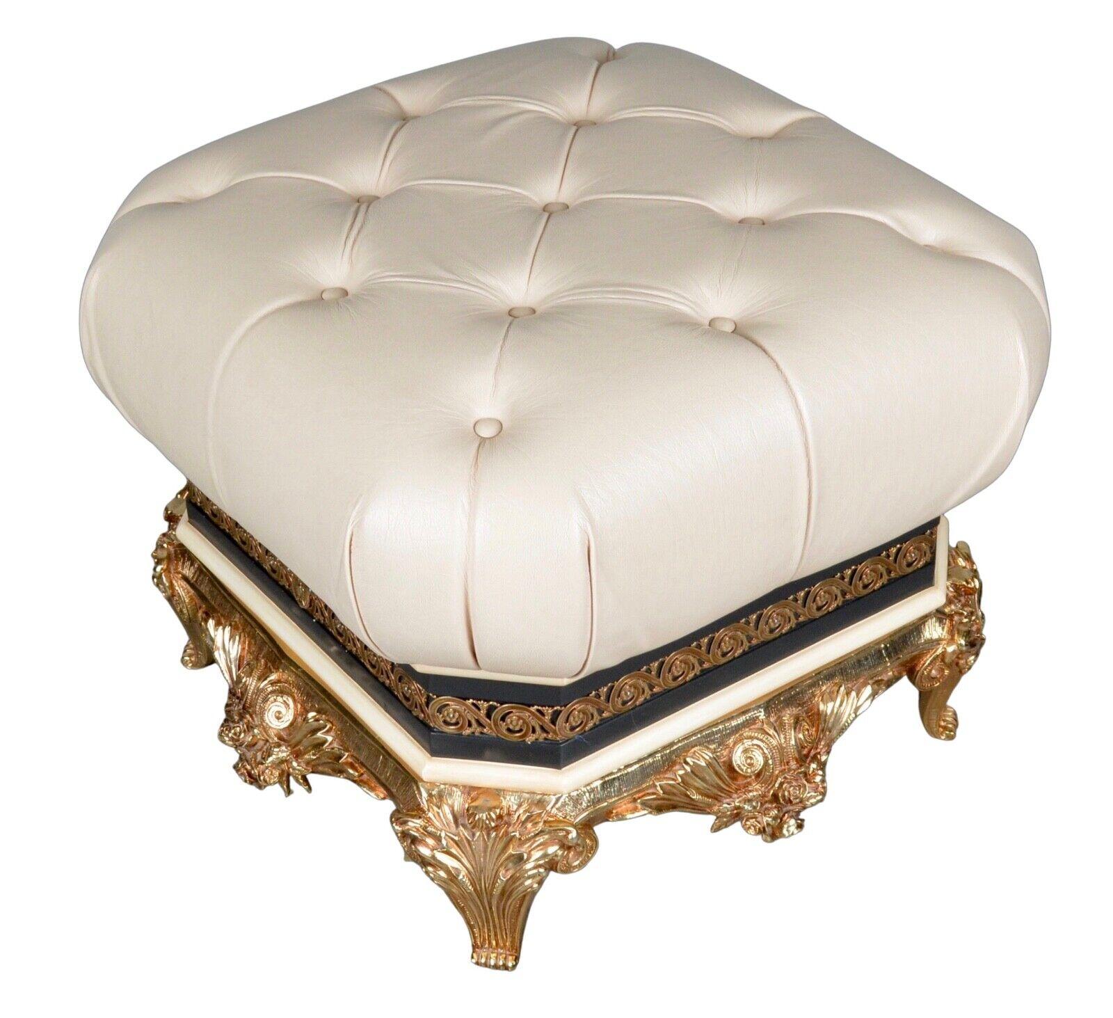 Leather Exclusive circa 1970 Rococo Vidal Grau Footstool, Matching Furniture Available For Sale