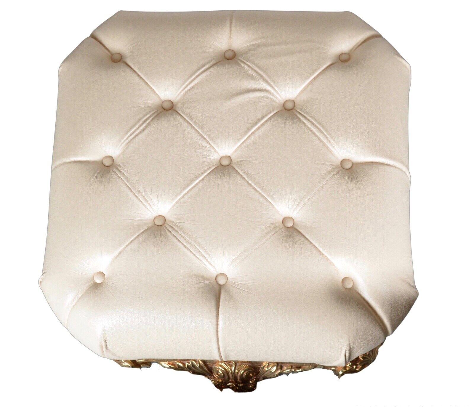 Leather Exclusive circa 1970 Rococo Vidal Grau Footstool, Matching Furniture Available For Sale