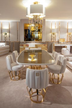 Exclusive Contemporary Gold-Plated Signature Dining Table Set