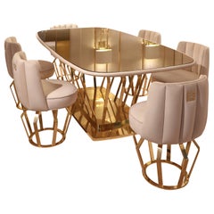 Exclusive Contemporary Gold-Plated Signature Dining Table Set