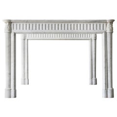 Unique Couple 19th Century Louis XVI Carrara Marble Fireplace Surrounds