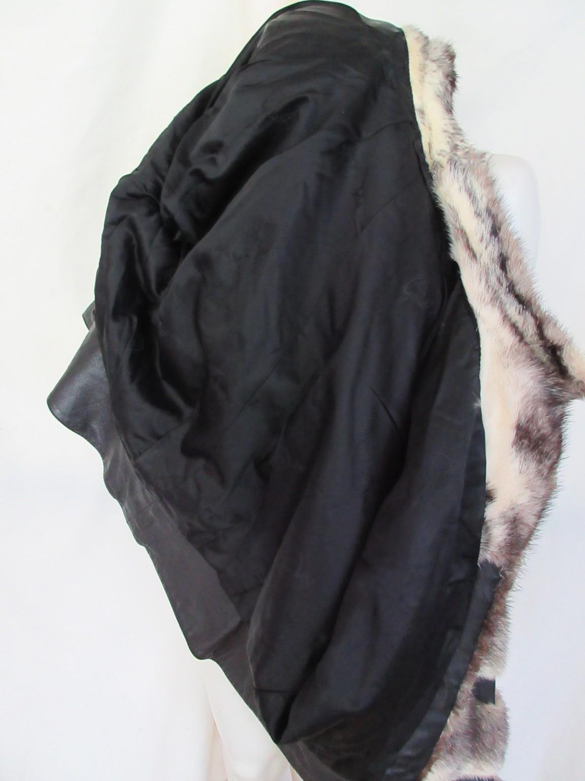 Veste en cuir avec fourrure de vison Exclusive Cross en vente 1