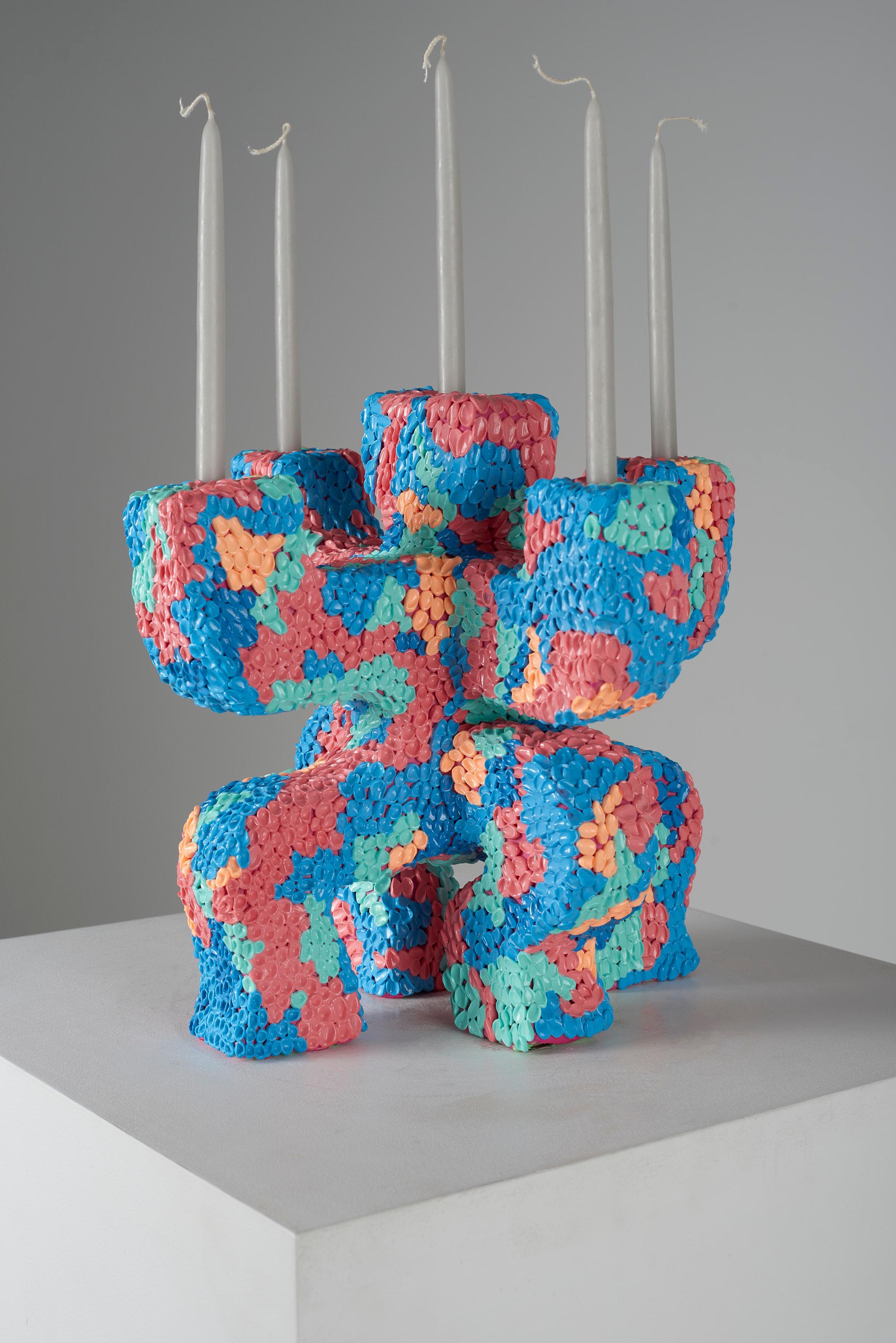 Post-Modern Exclusive Custom Unique Candle Holder by Diego Faivre x Hugo Beheregaray For Sale