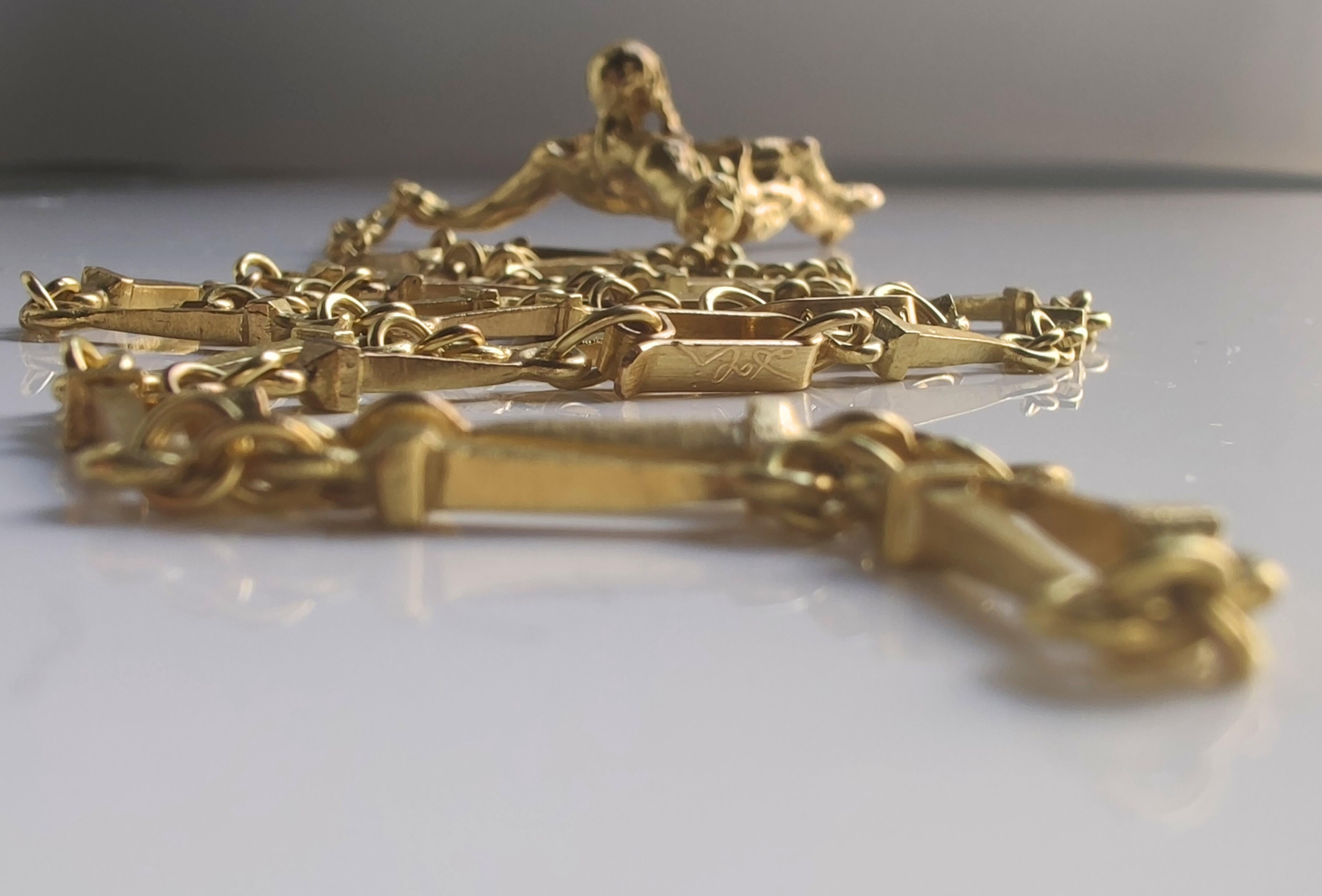 Women's or Men's Christ of St. John Cross Necklace 18K Solid Yellow Gold  UNISEX Salvador Dalí