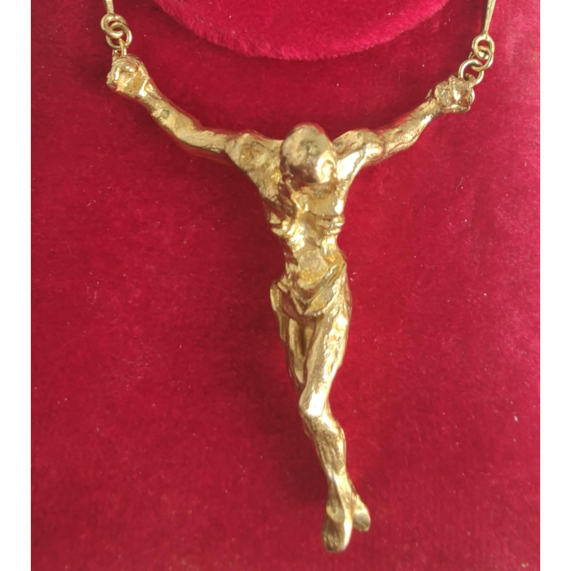 Exclusive Dalí 18K solid gold 'St. John Cross' Necklace #A-821 - With Provenance For Sale 2