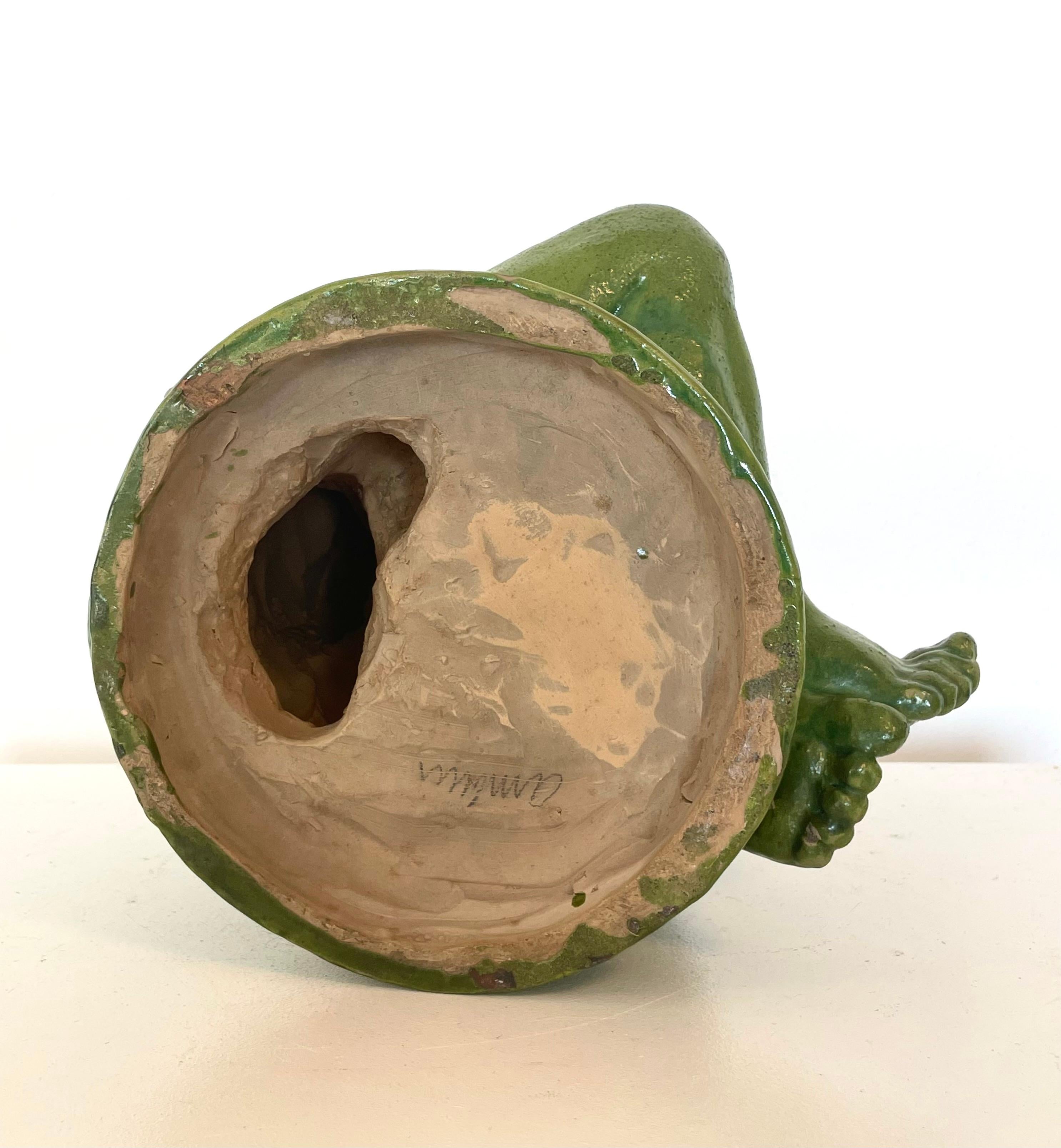 Exklusive dänische Skulptur eines großen grün glasierten Kobolds aus dem frühen 20. im Angebot 4