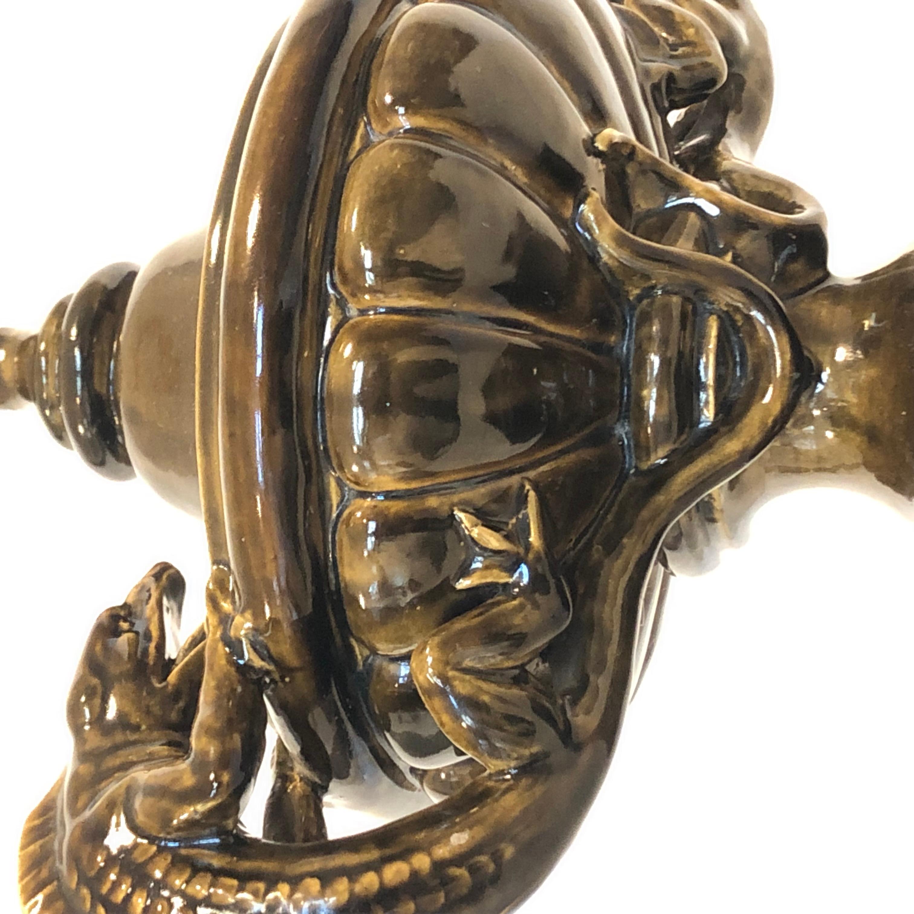 Exclusiva escultura danesa Jugend 1900 de cerámica artística con criaturas míticas en Bueno estado para la venta en Ebberup, DK