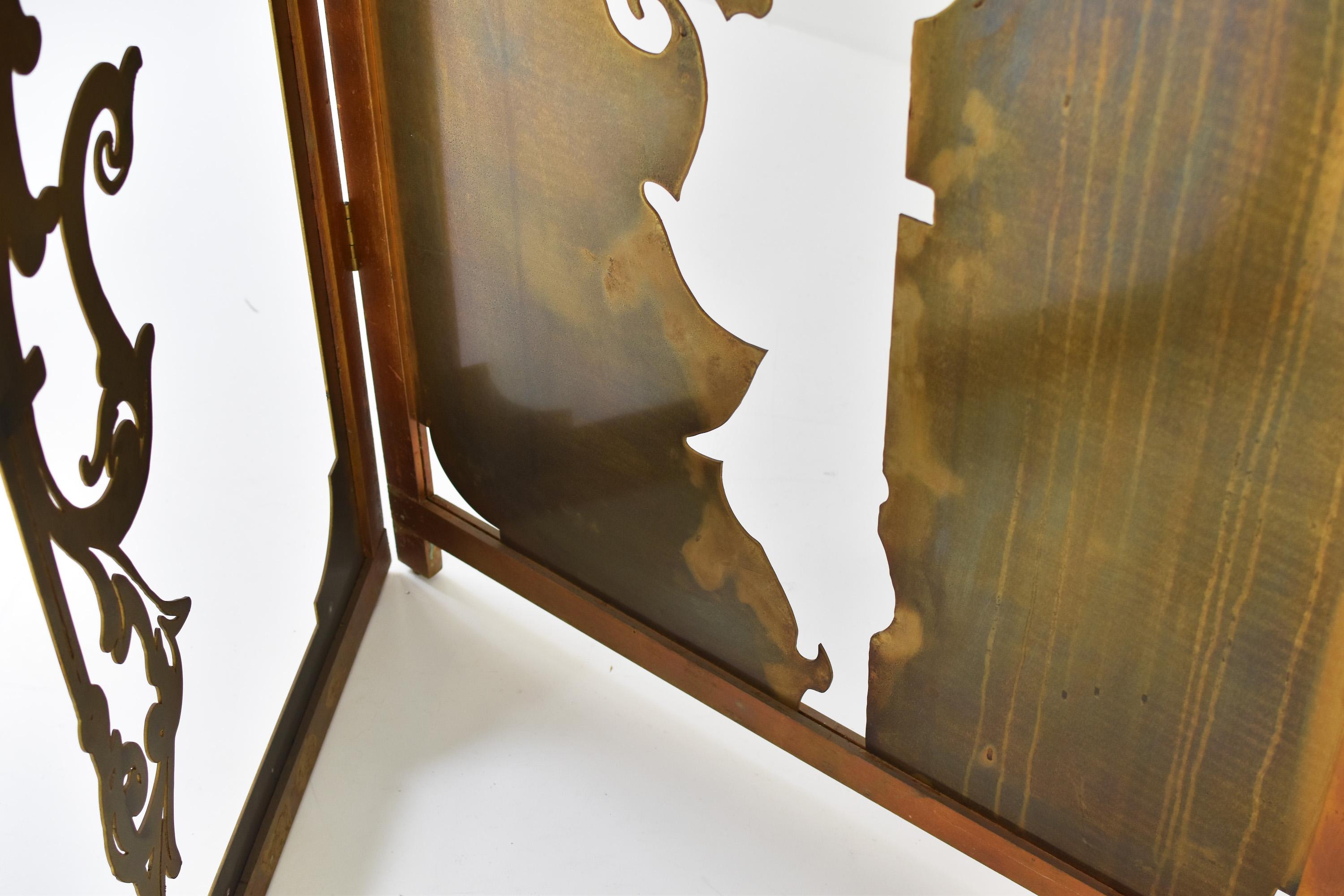 Brass Exclusive Decorative Folding Screen Designed for Dries Van Noten, 1980's For Sale