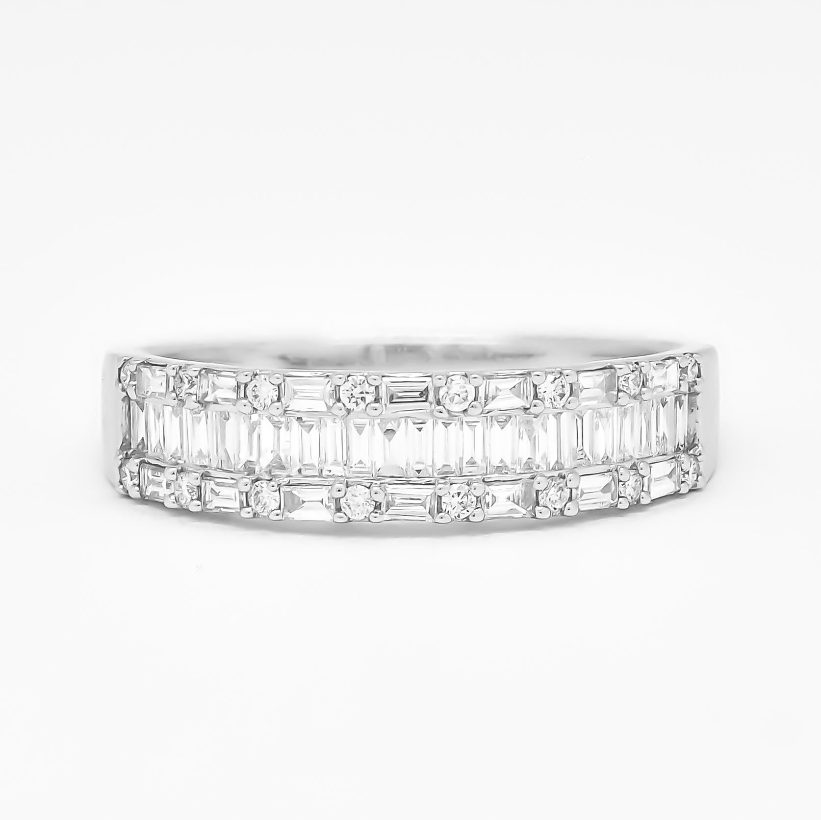 For Sale:  Exclusive Design 0.70 Carat Baguette Diamond Wedding Ring in White Gold 5