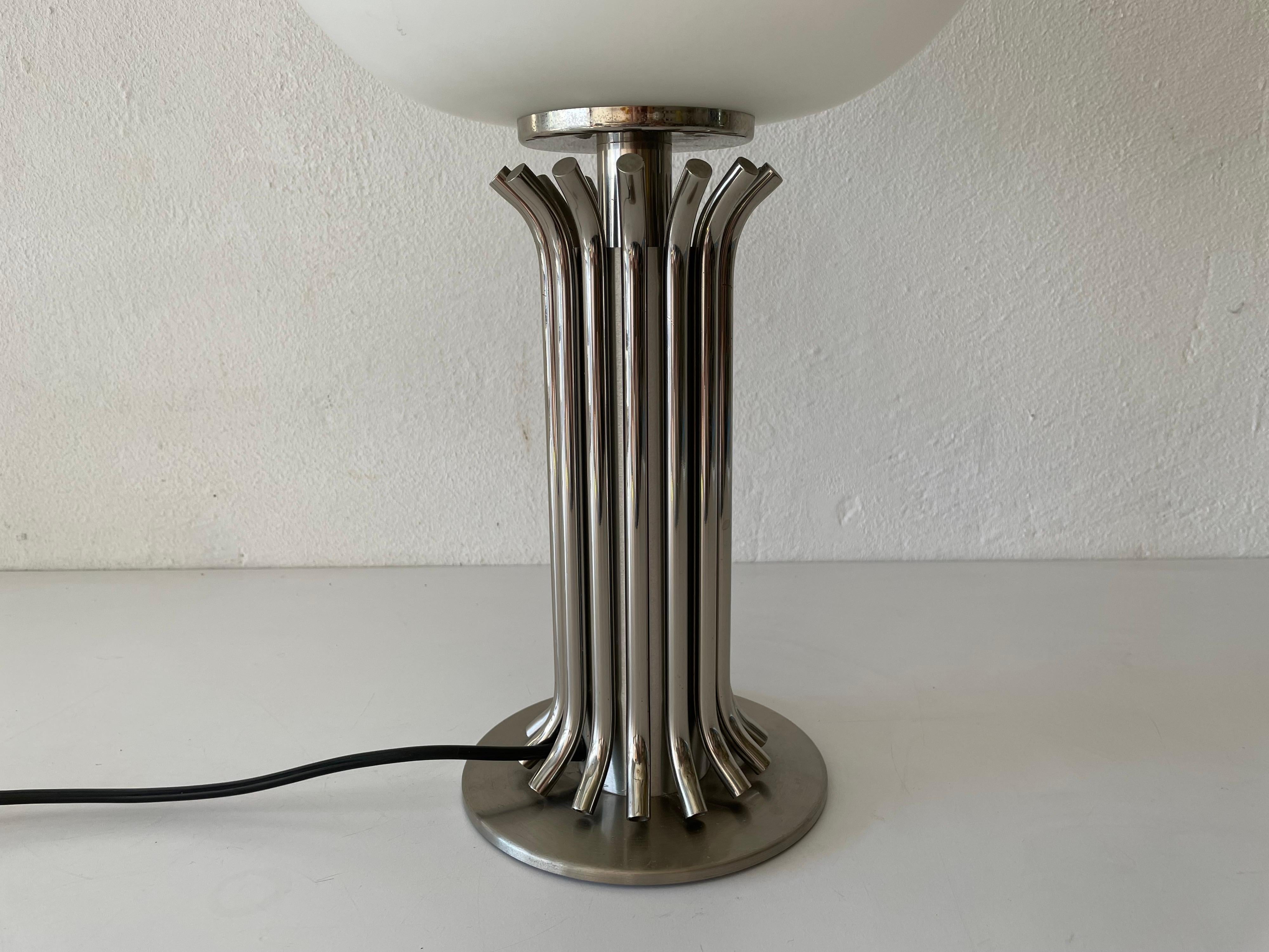 Exclusive Design Chrome and Opal Glass Table Lamp, 1970s, Italy For Sale 3
