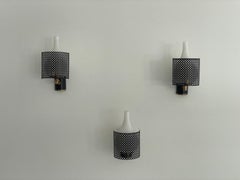 Exclusive Design Glass and Black Metal Sconces, Set of 3, 1950s, Italy