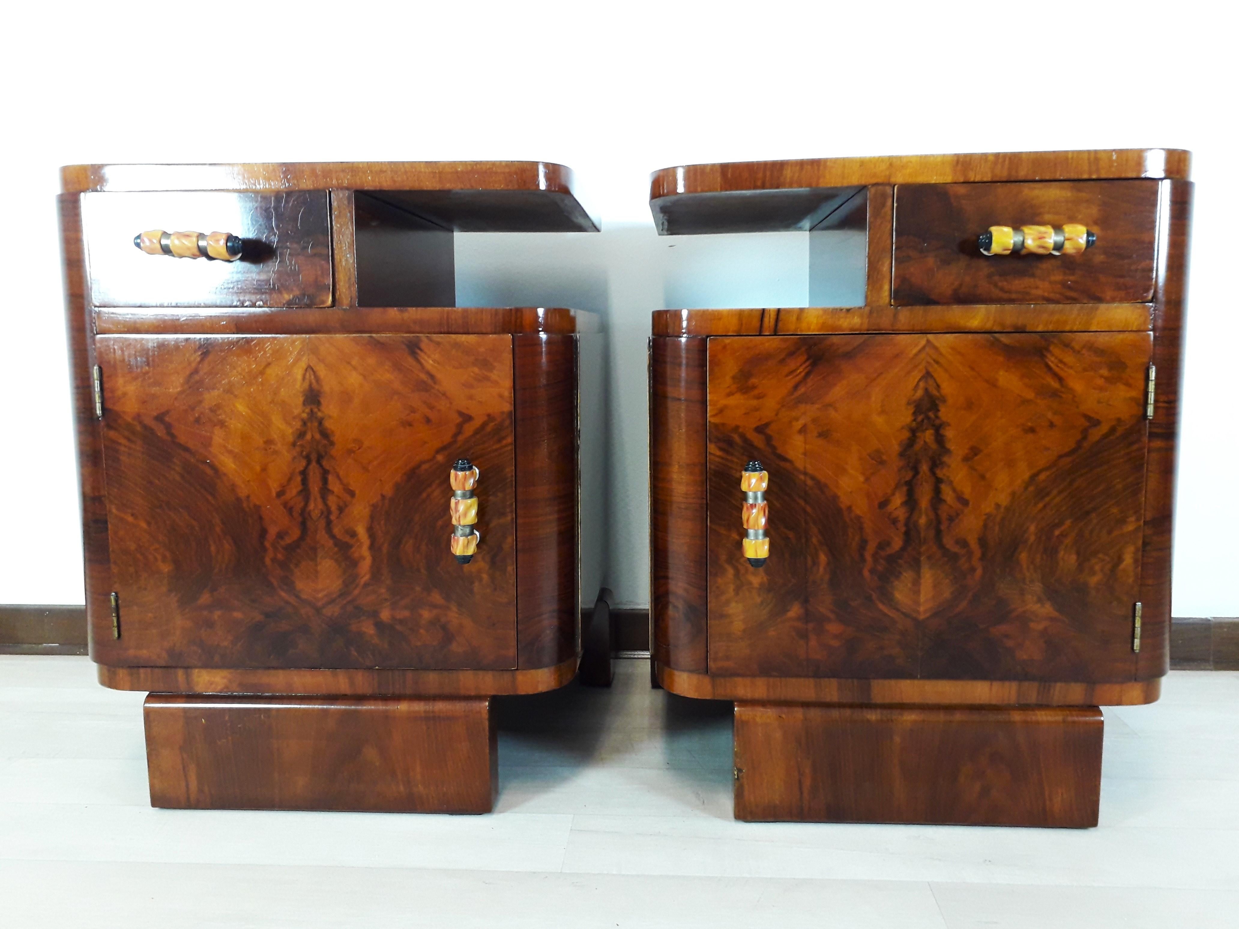 Fabulous and spectacular pair of Venetian Art Deco bedside tables called 