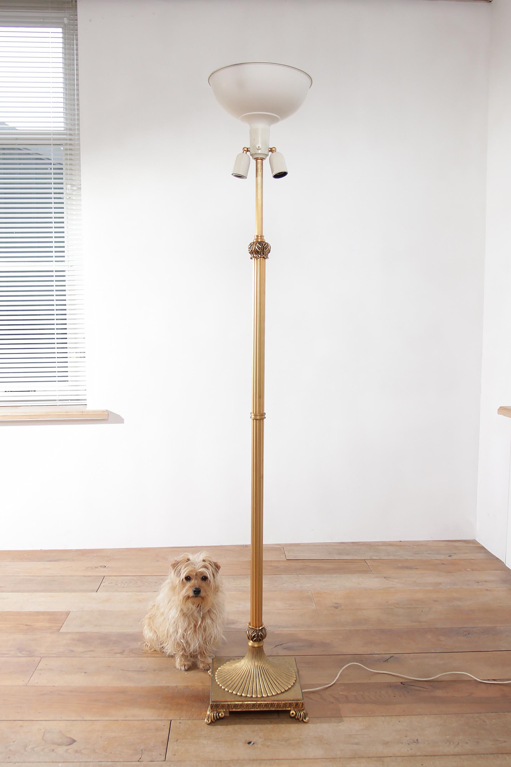 Hollywood Regency Exclusive Empire Style Gilt Metal Floor Lamp, 1950s For Sale