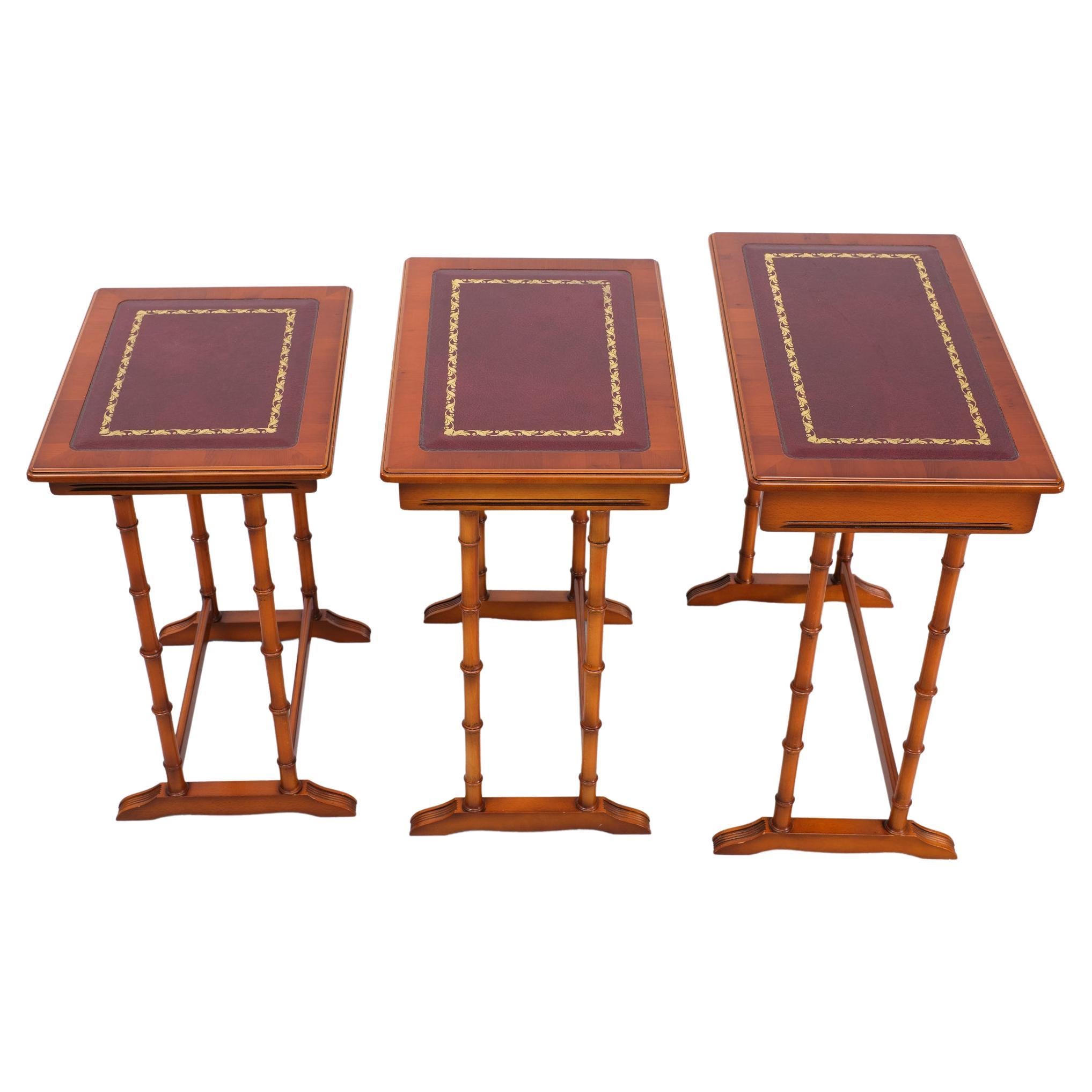 Late 20th Century   Exclusive English furniture  Cherry wood nesting tables  1970s  For Sale