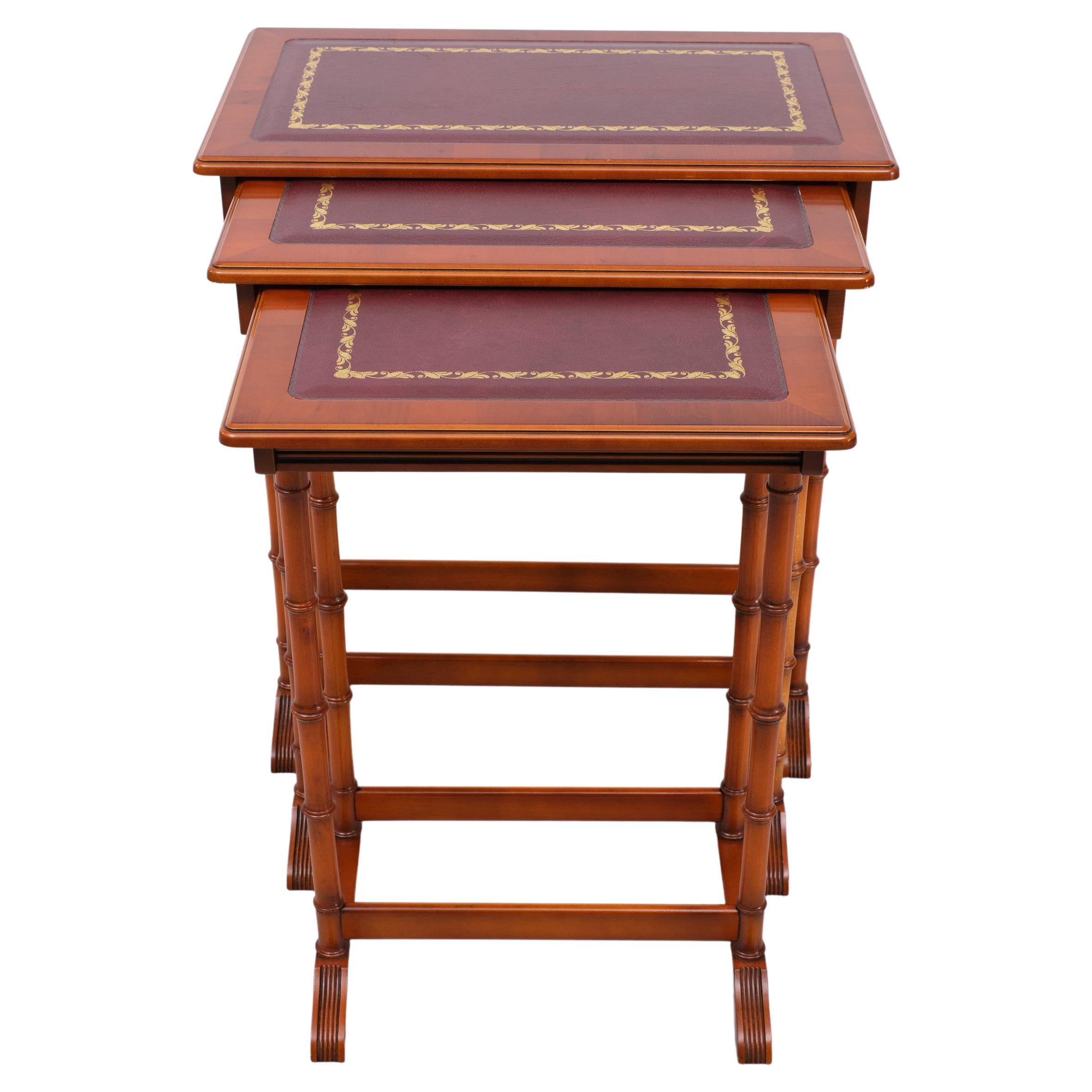   Exclusive English furniture  Cherry wood nesting tables  1970s 