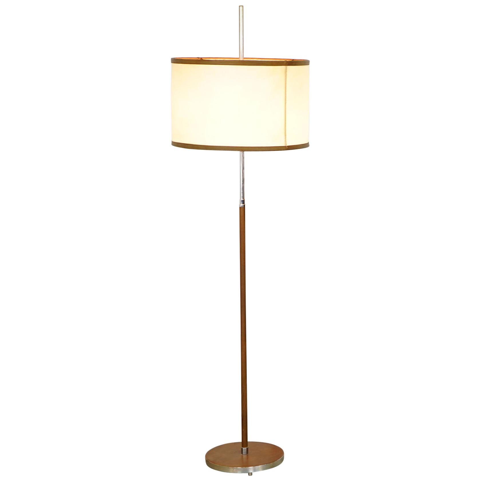 Exclusive Floor Lamp with a Shade of Leather, 1970s