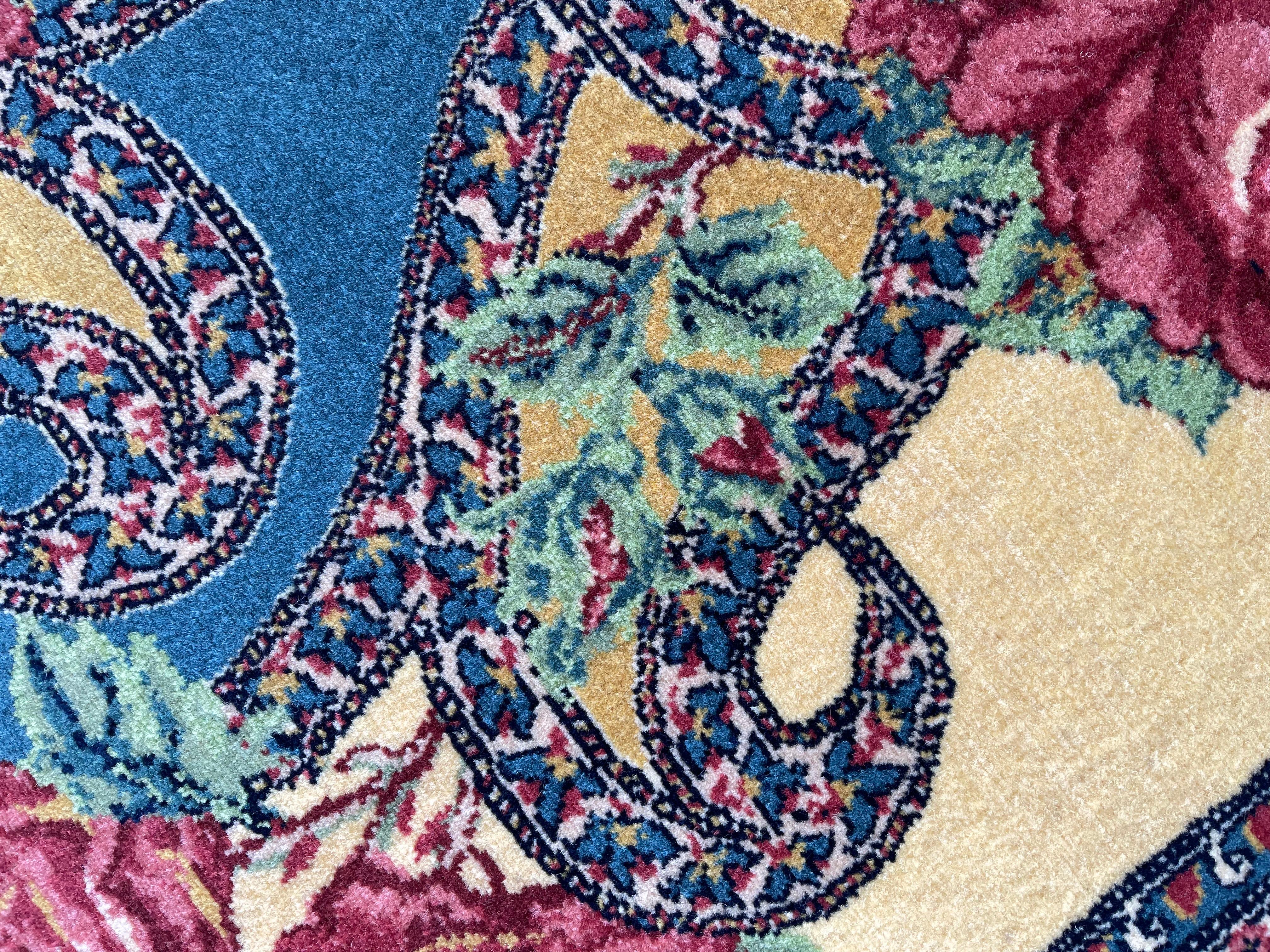 Exclusive Floral Rug, Silk Handwoven Carpet, Kurdish Oriental Rug For Sale 4