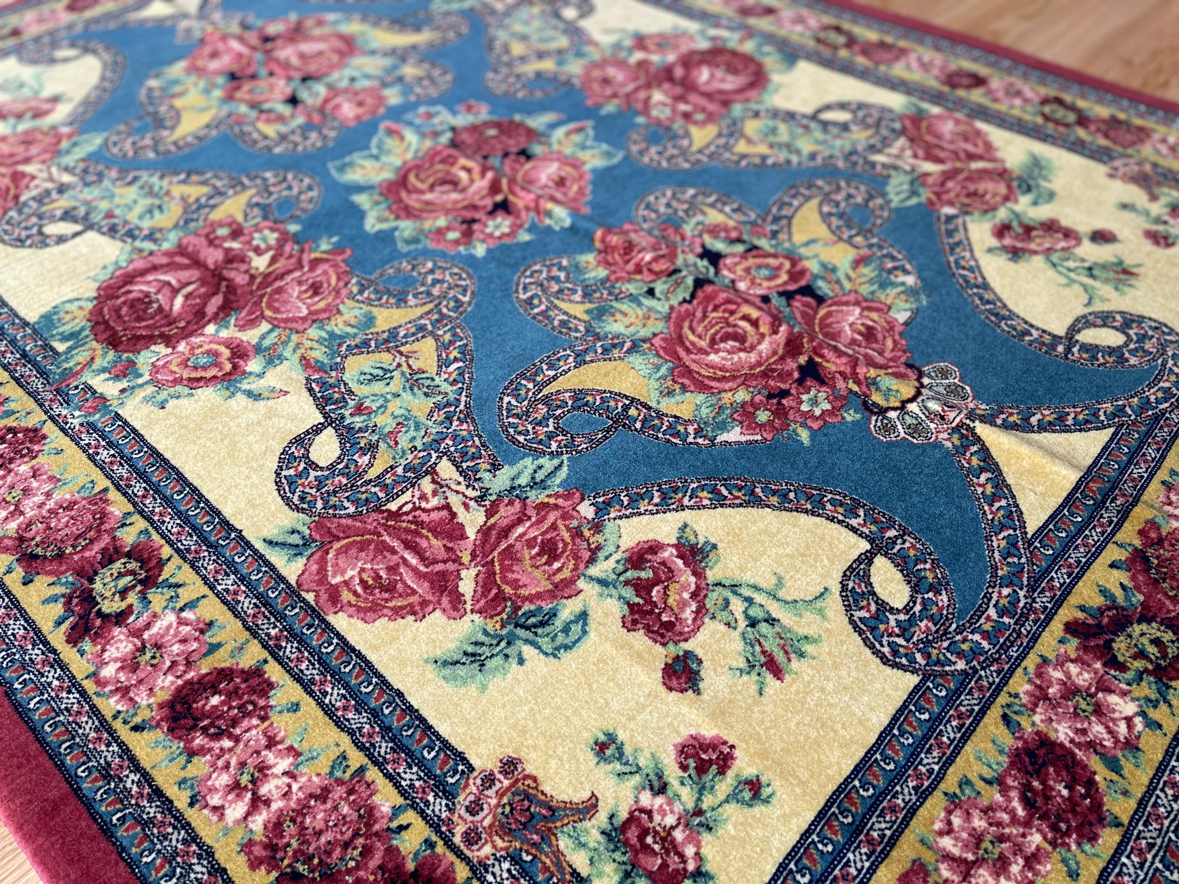 Contemporary Exclusive Floral Rug, Silk Handwoven Carpet, Kurdish Oriental Rug For Sale