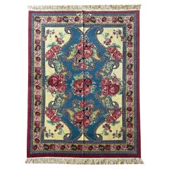 Exklusiver geblümter Teppich, handgewebter Seidenteppich, Kurdischer orientalischer Teppich