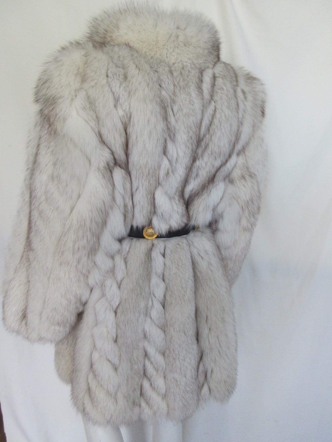 Women's or Men's Exclusive Fox White Fur Coat For Sale
