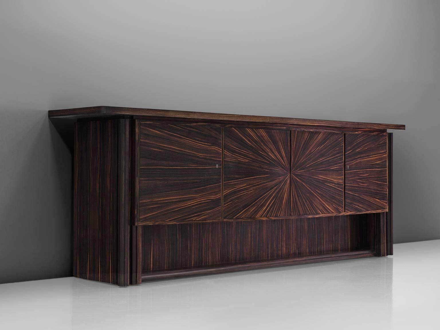 Mid-20th Century Exclusive French 1940s Art Deco Credenza in Macassar
