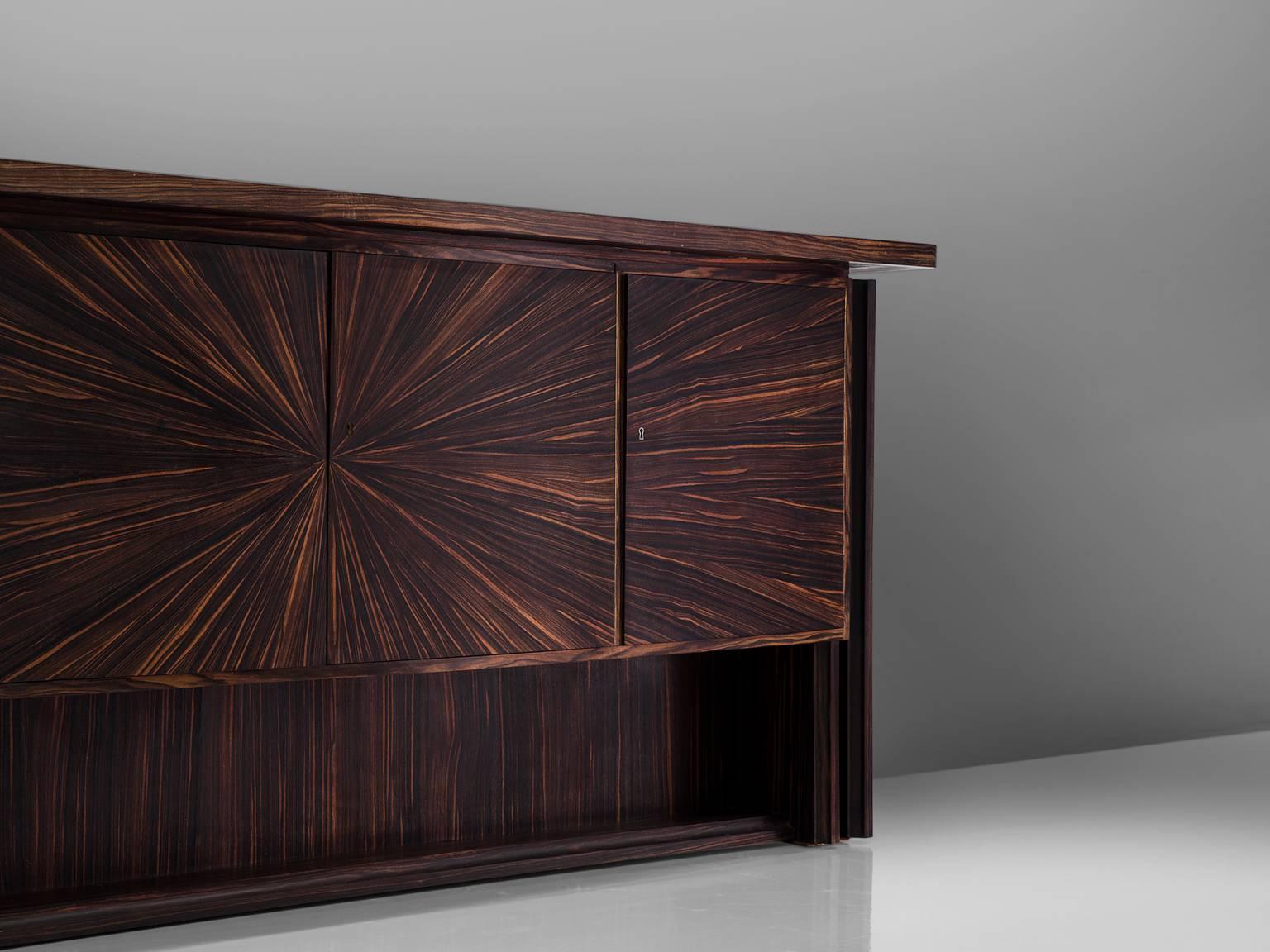 Exclusive French 1940s Art Deco Credenza in Macassar 1