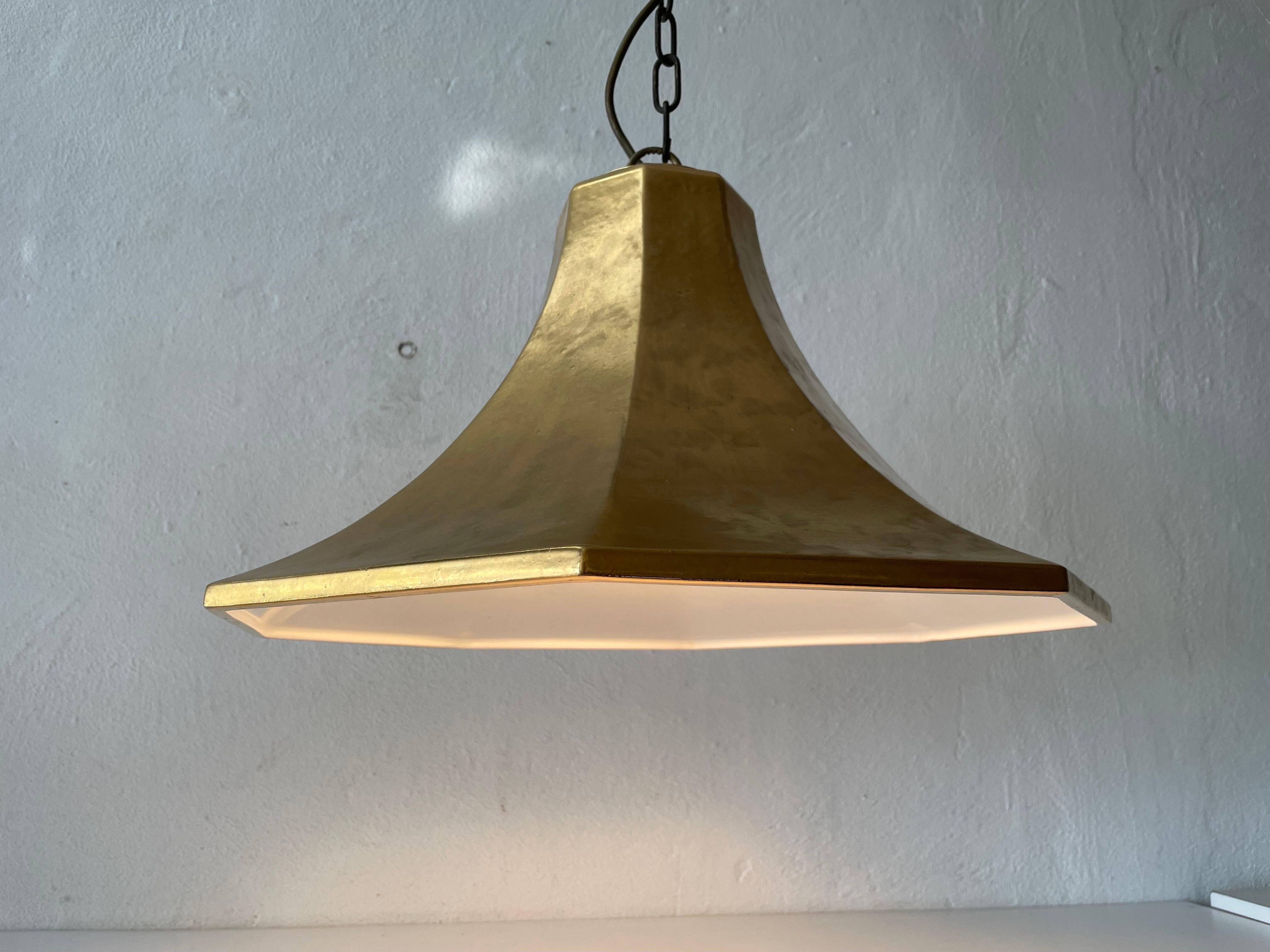 Exclusive Gold Ceramic Pendant Lamp by Licht+Wohnen, Karlsruhe, 1970s, Germany For Sale 7