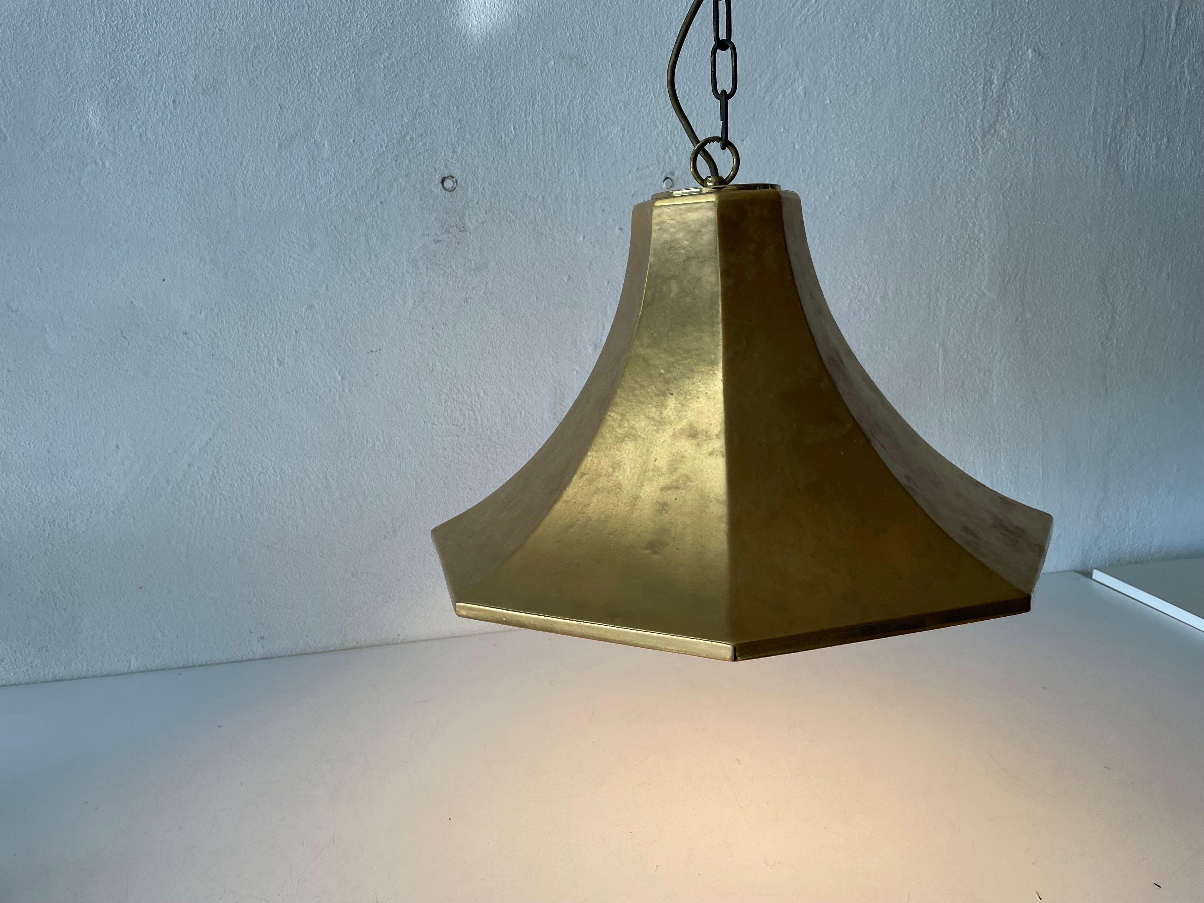 Exclusive Gold Ceramic Pendant Lamp by Licht+Wohnen, Karlsruhe, 1970s, Germany For Sale 9