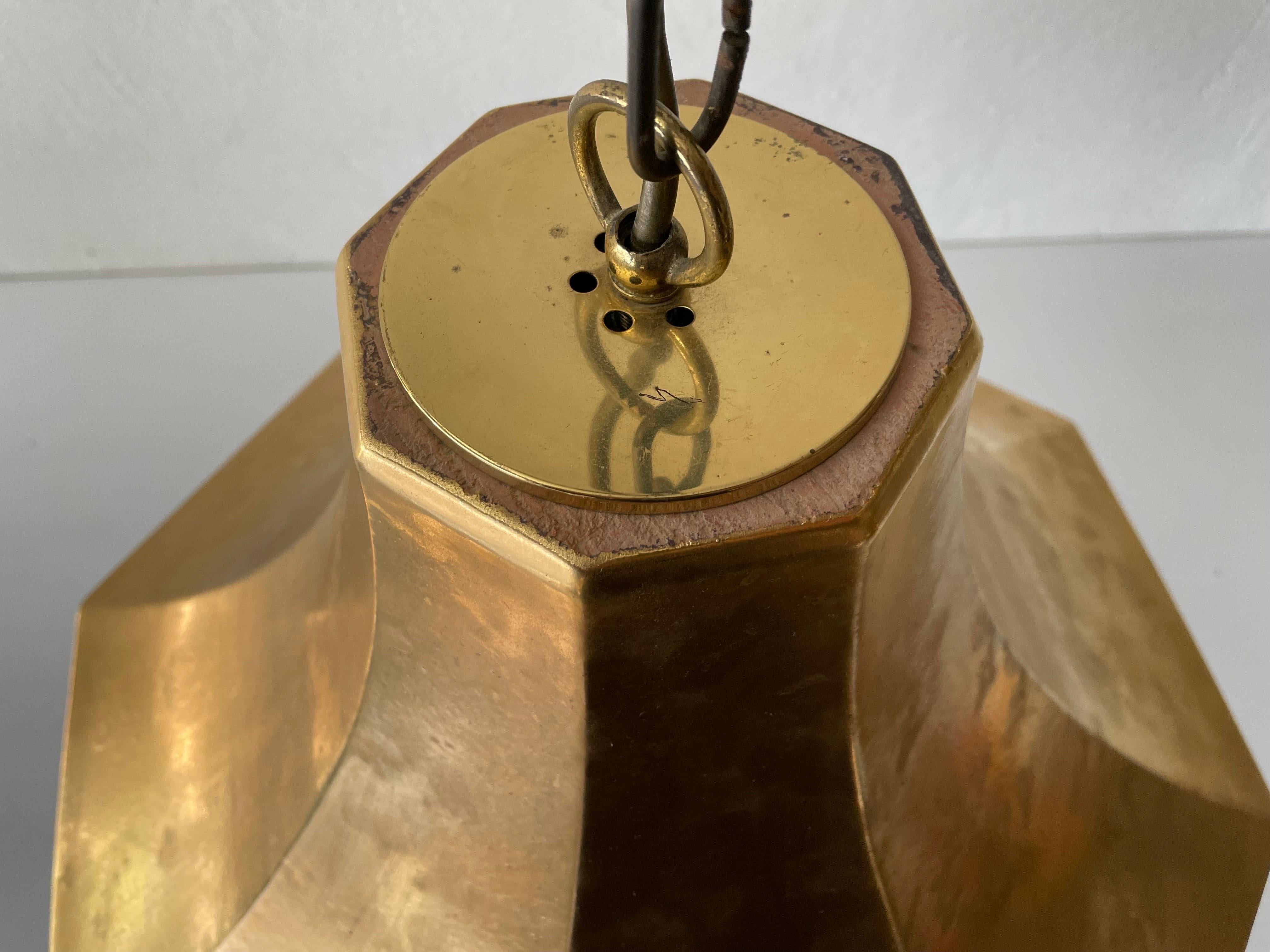Exclusive Gold Ceramic Pendant Lamp by Licht+Wohnen, Karlsruhe, 1970s, Germany In Good Condition For Sale In Hagenbach, DE