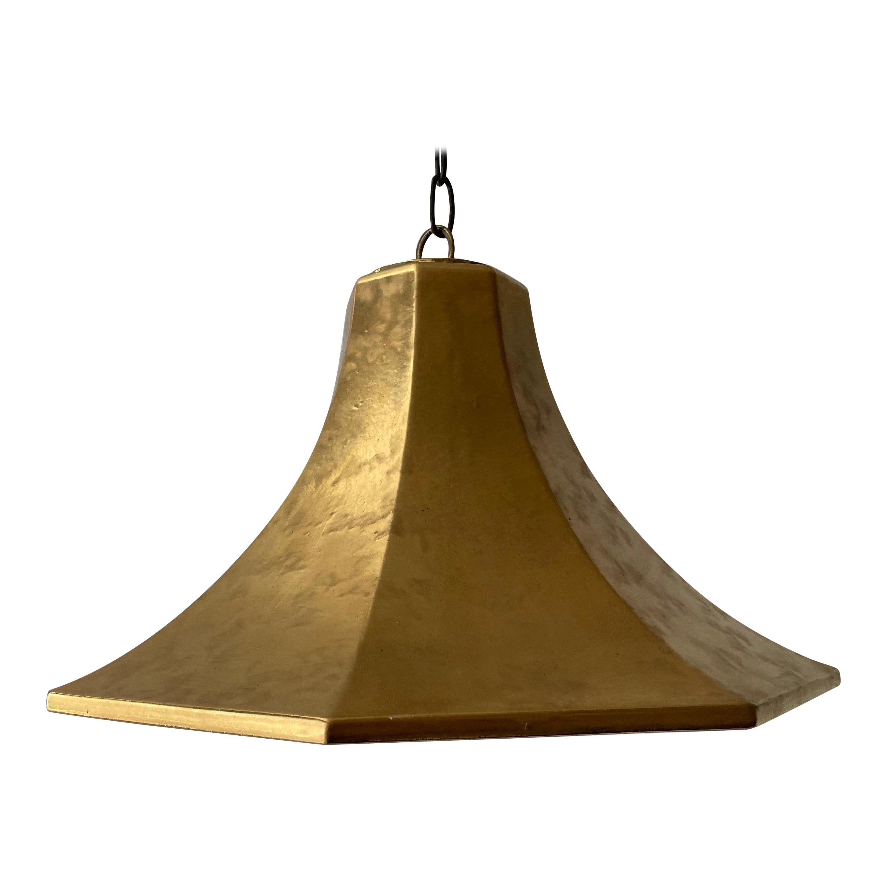 Exclusive Gold Ceramic Pendant Lamp by Licht+Wohnen, Karlsruhe, 1970s, Germany For Sale