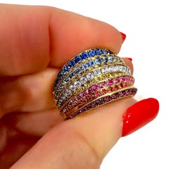 Exclusive Gold, Diamond, Ruby and Sapphire Ring by English Designer Sybarite