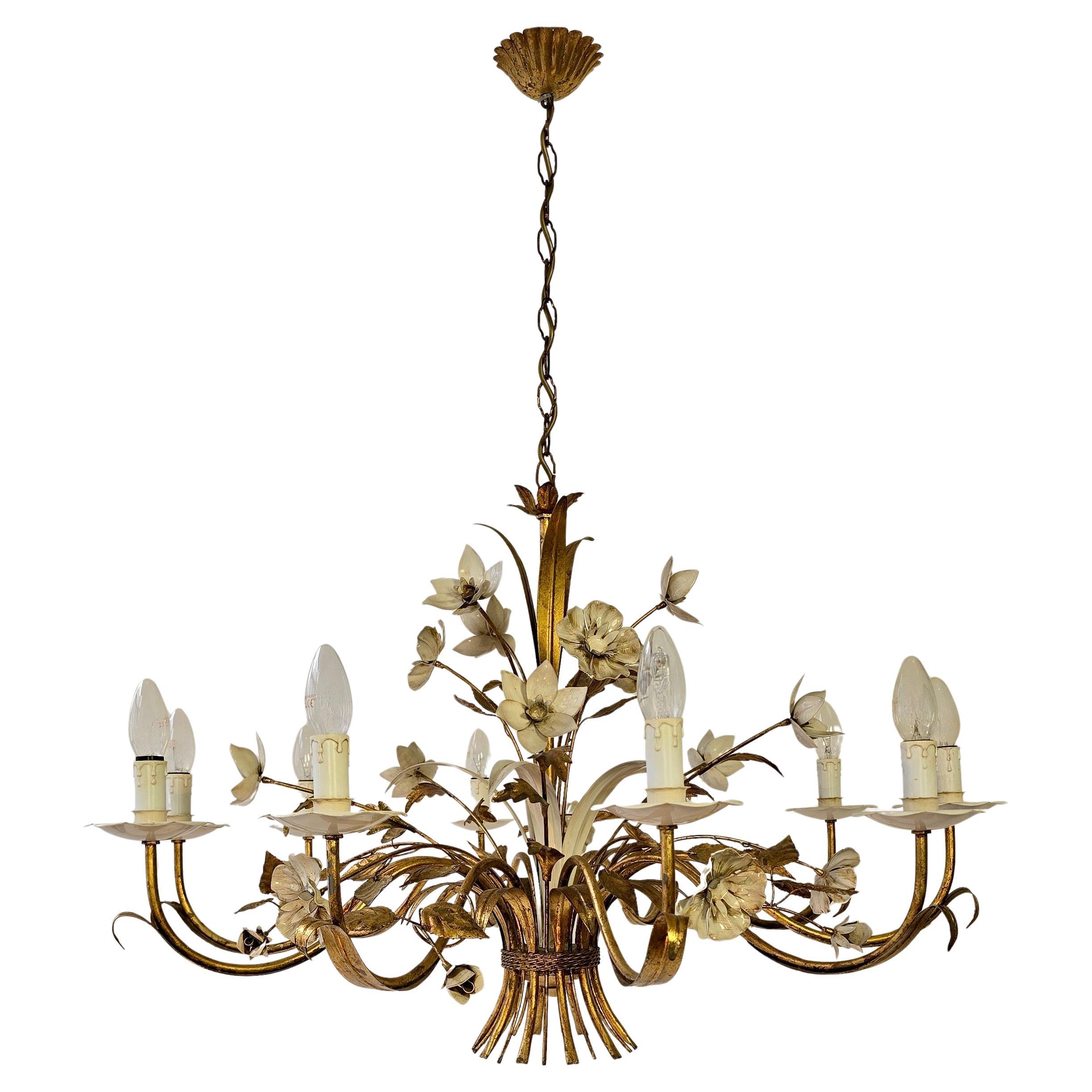 Esclusivo lampadario d'oro Florentine, Italia - CIRCA 1970