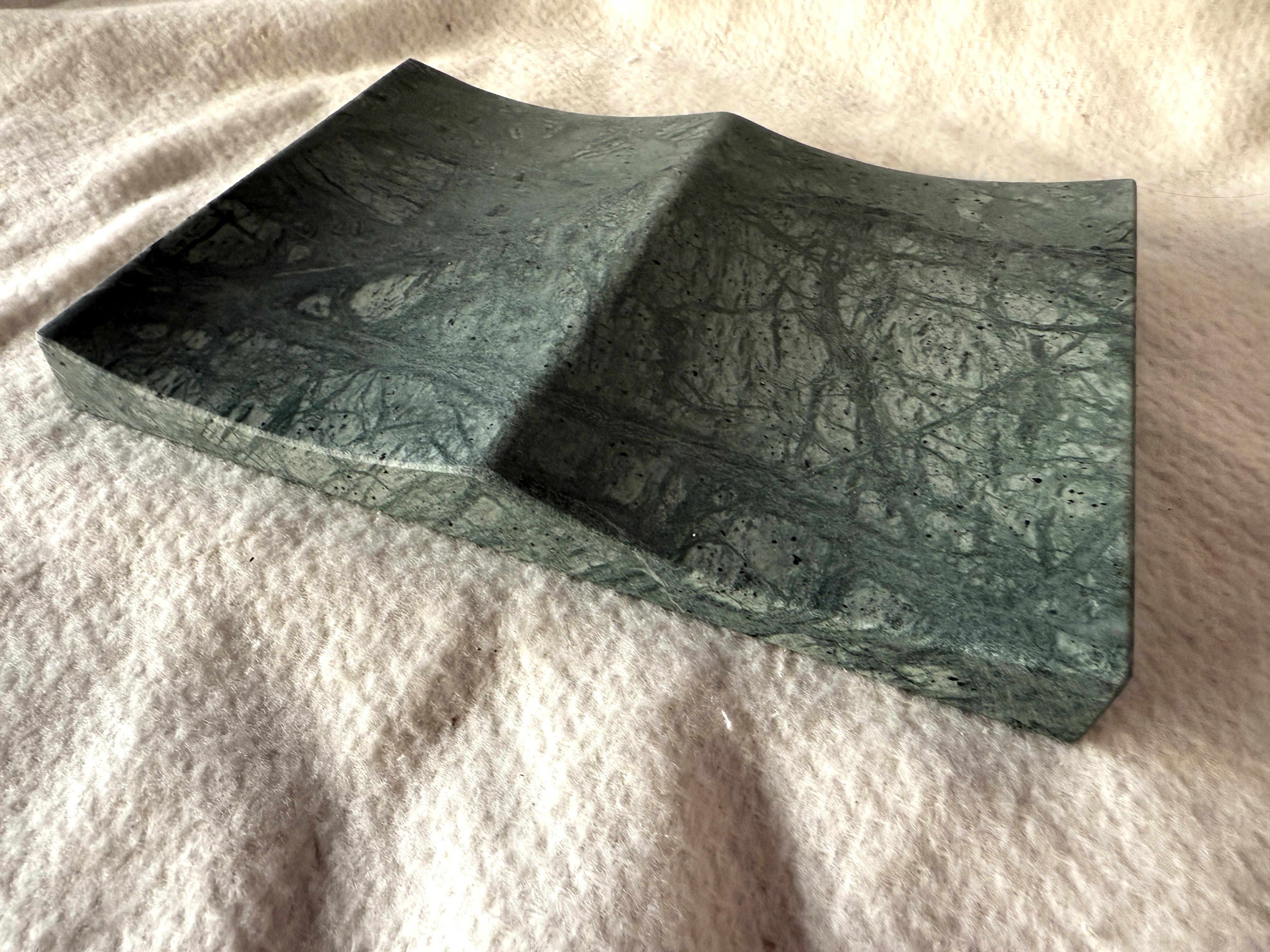 Spanish Exclusive Green India Marble Luxury Jewelry Tray Unique Double Design Minimal For Sale