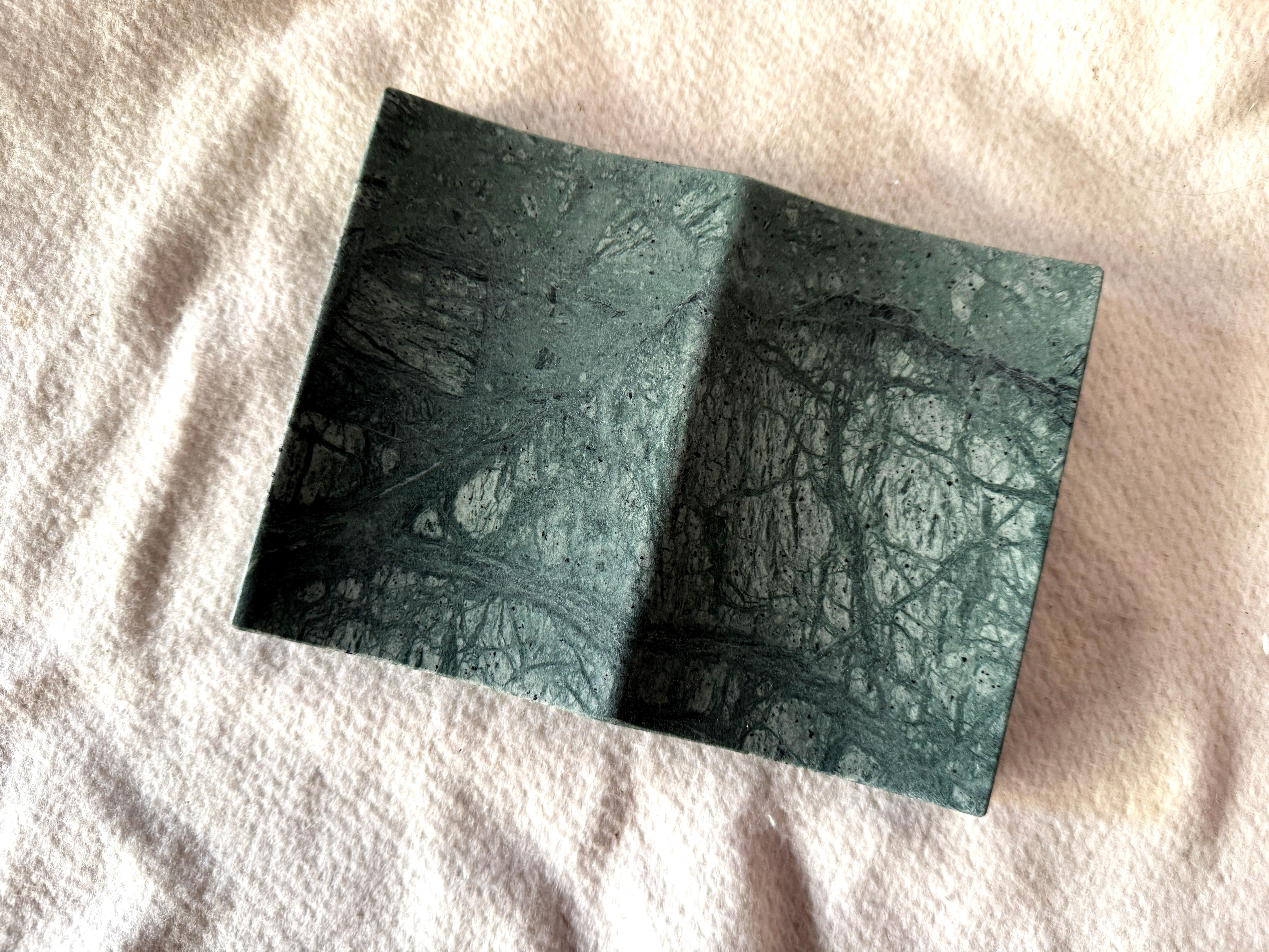 Contemporary Exclusive Green India Marble Luxury Jewelry Tray Unique Double Design Minimal For Sale