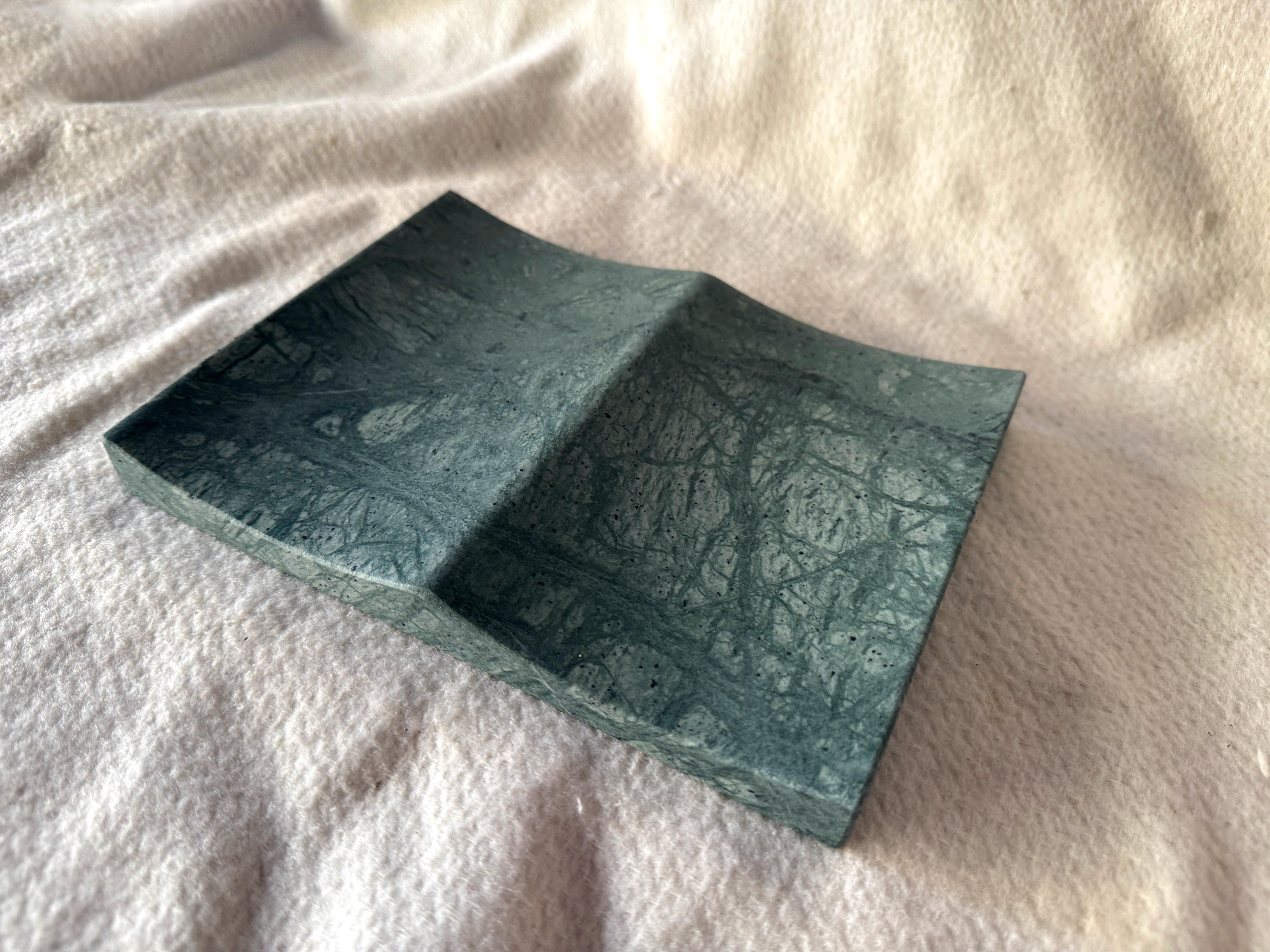 Exclusive Green India Marble Luxury Jewelry Tray Unique Double Design Minimal For Sale 1